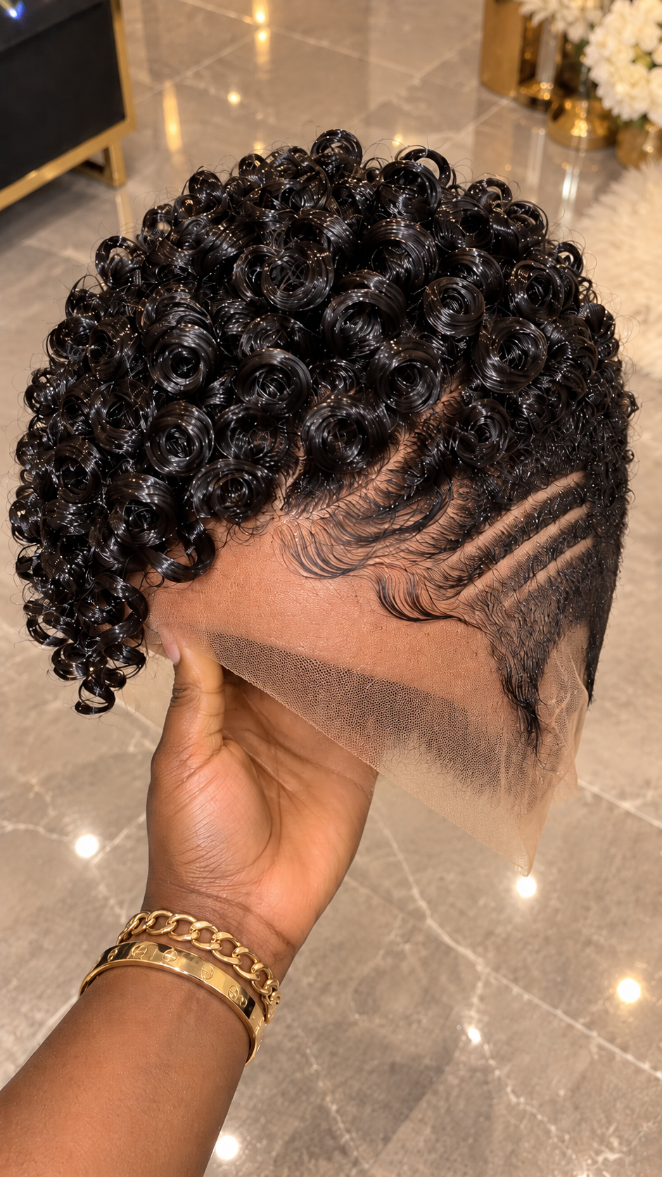 Glossy Black Spiral Pixie Wig With Triple Curved Side Lines #real Glossy Black Spiral Pixie Wig With Triple Curved Side Lines #real