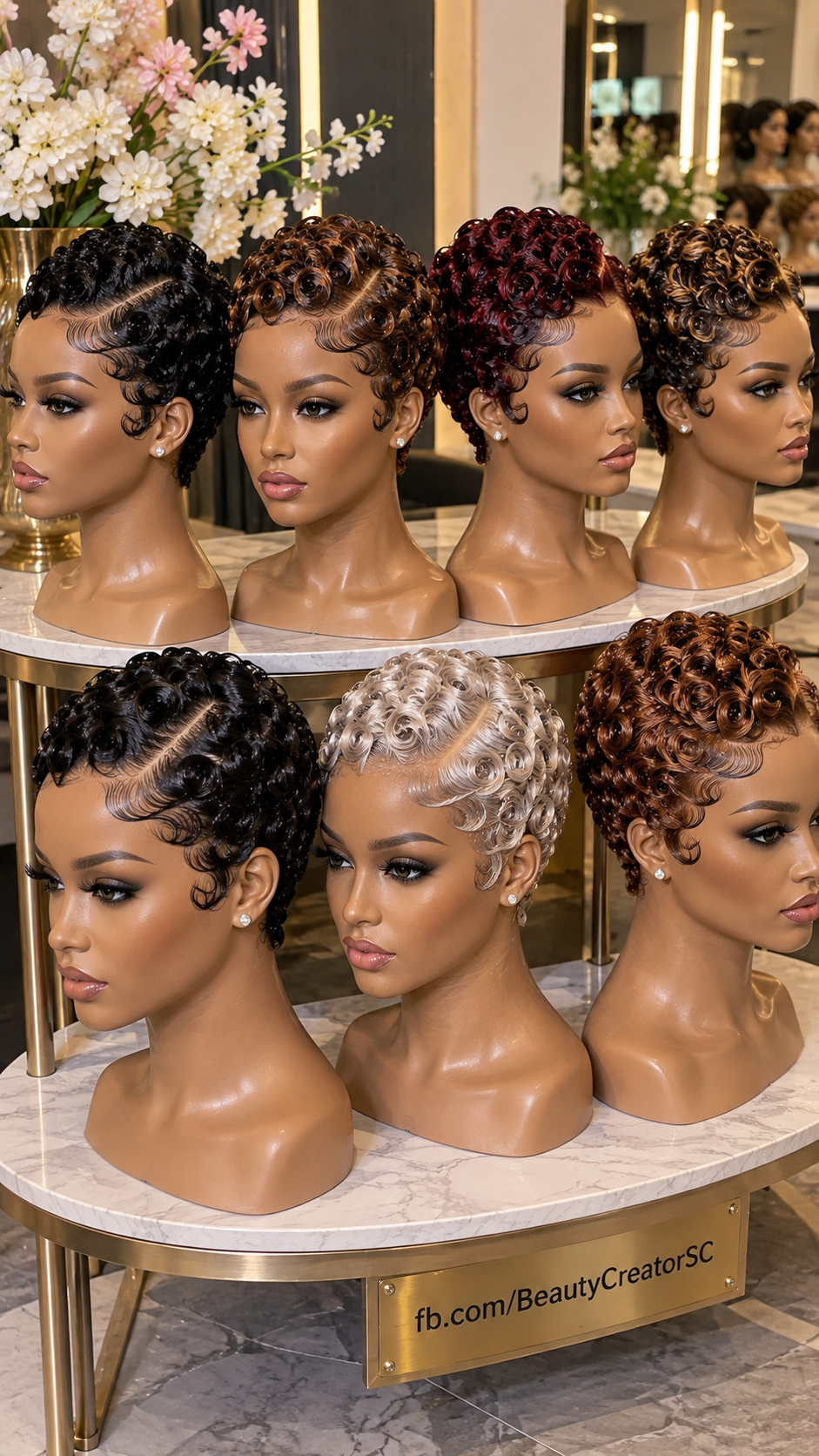 Glossy Side-Part Ringlet Pixie Wigs With Sculpted Swoop Waves #bc Glossy Side-Part Ringlet Pixie Wigs With Sculpted Swoop Waves #bc