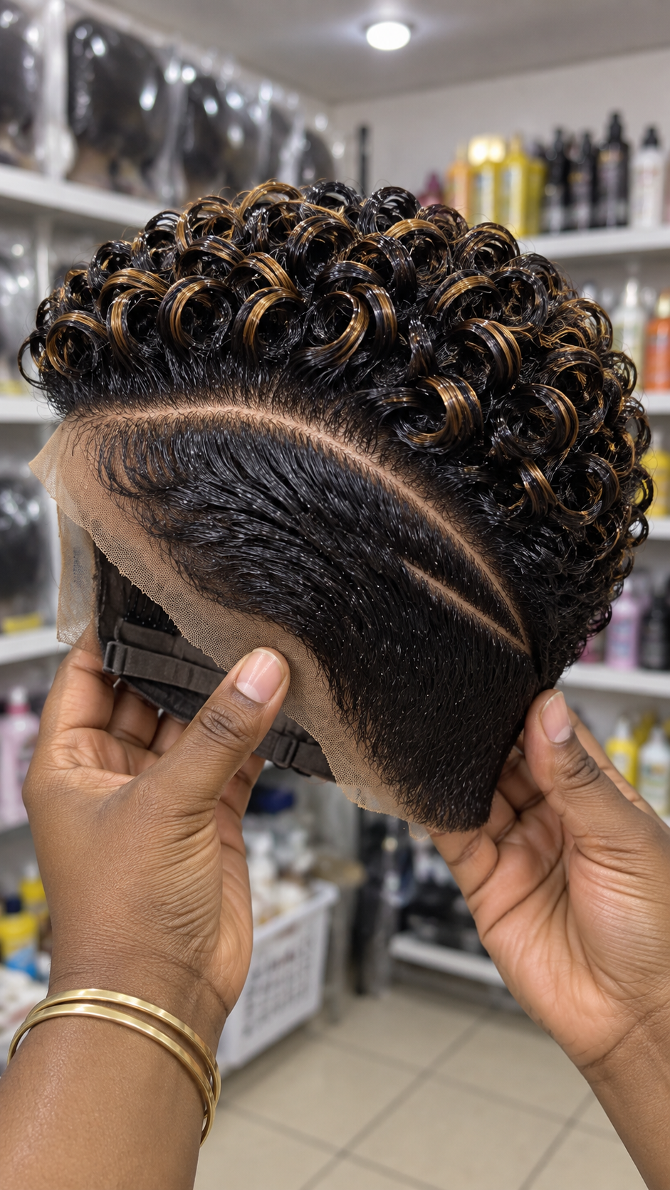 How To Order a Black-and-Caramel Ring Curl Pixie Wig With a Precision Side Sweep #natu