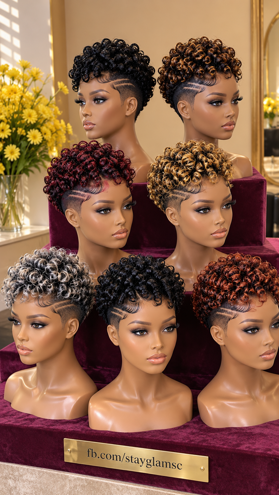 Statement Curl Pixie Wigs With Side Art and High-Contrast Colors #hwb