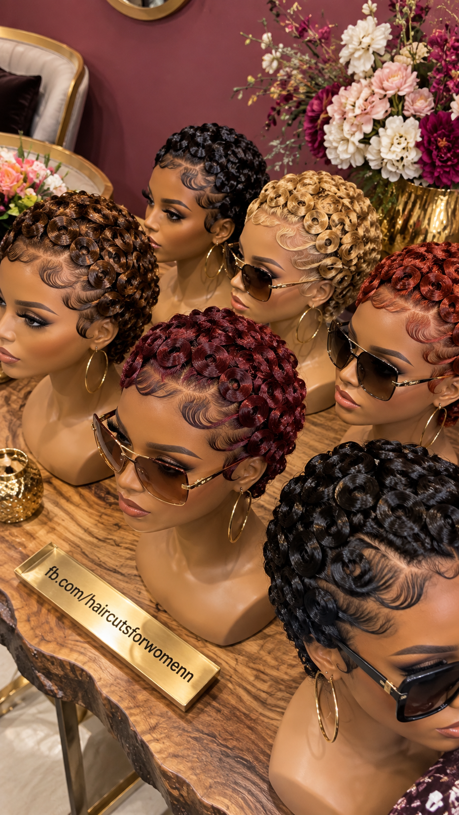 Burgundy Finger Curl Pixie Wig With Sculpted Side Waves #haircutsforwomenn Burgundy Finger Curl Pixie Wig With Sculpted Side Waves #haircutsforwomenn