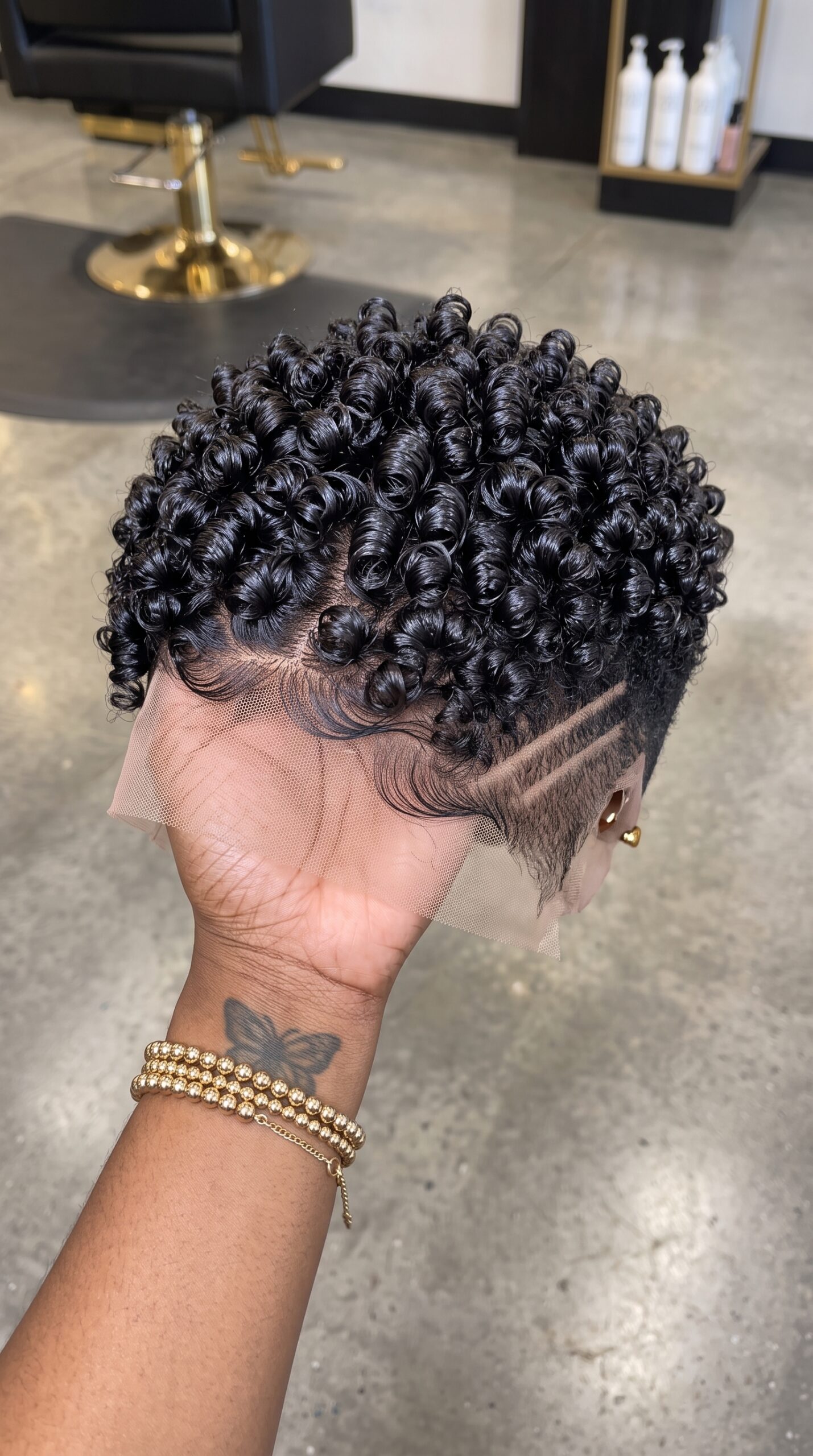 Black Ringlet Pixie Wig With Double Razor Lines and Soft Frontal Waves #real