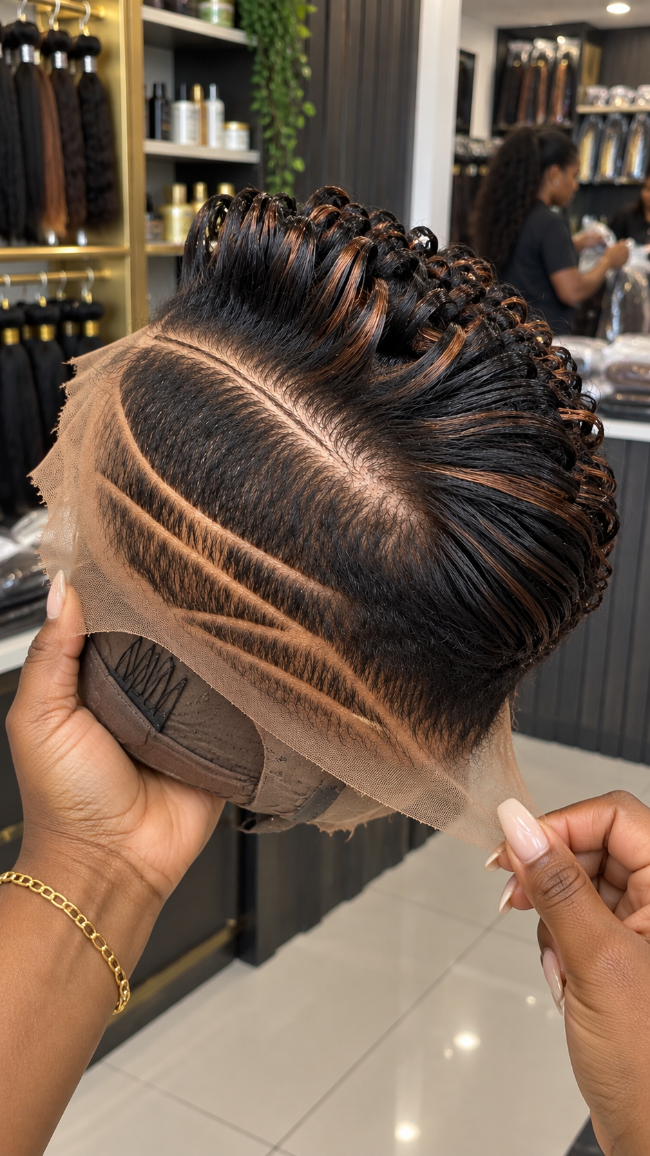 Caramel Ribbon Sculpted Pixie Wig With Curved Side Detailing and Glossy Loop Crown #bwih