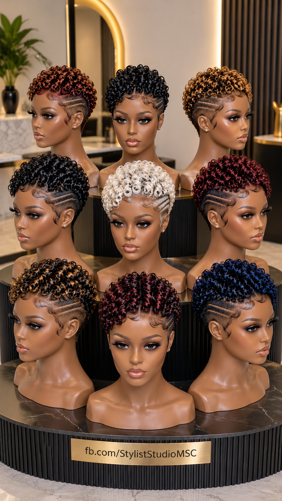 Sculpted Loop Curl Pixie Wigs With Carved Side Lines and Rich Color Choices #ss