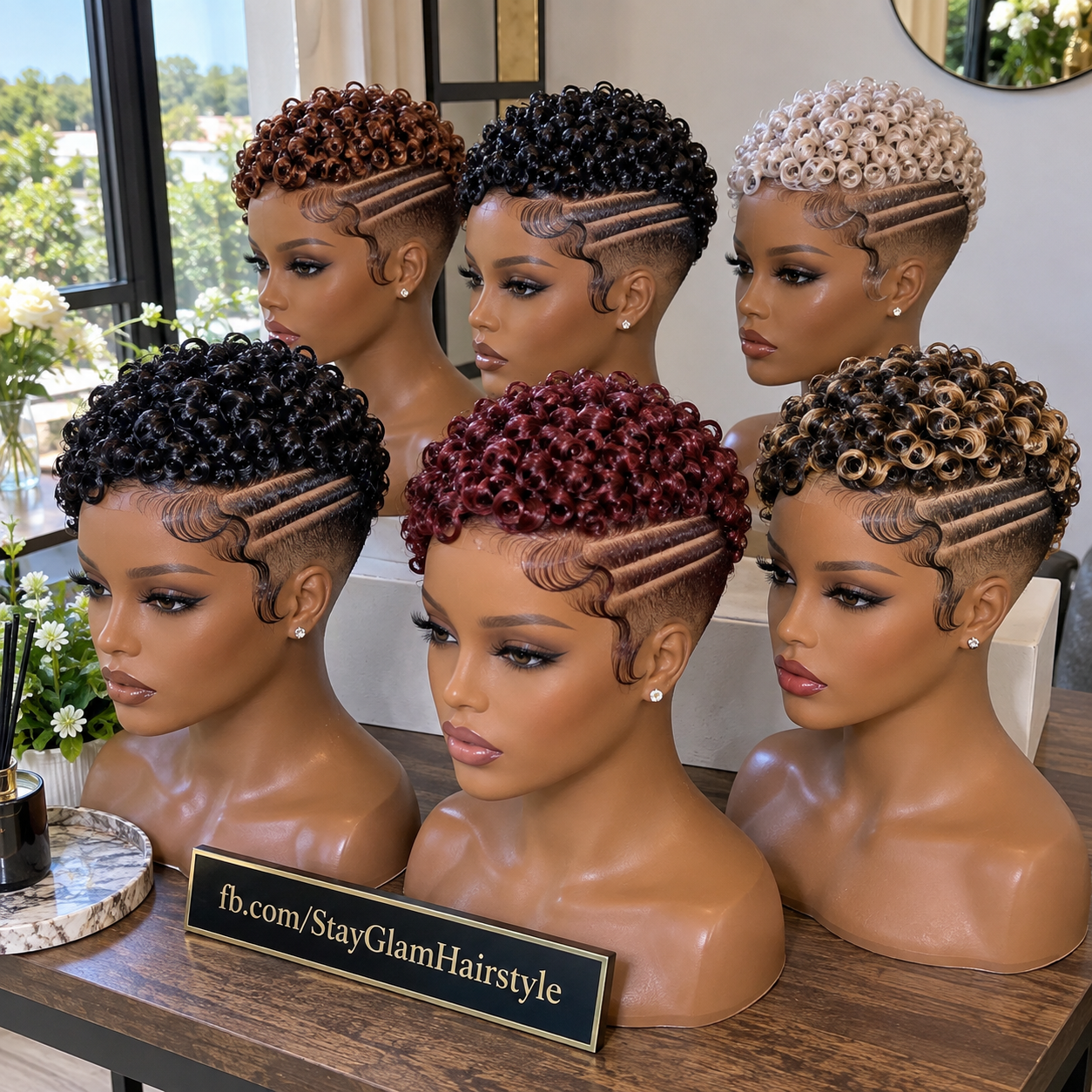 Multi-Color Ring Curl Pixie Wigs With Triple Side Lines And Swept Temple Waves #stay
