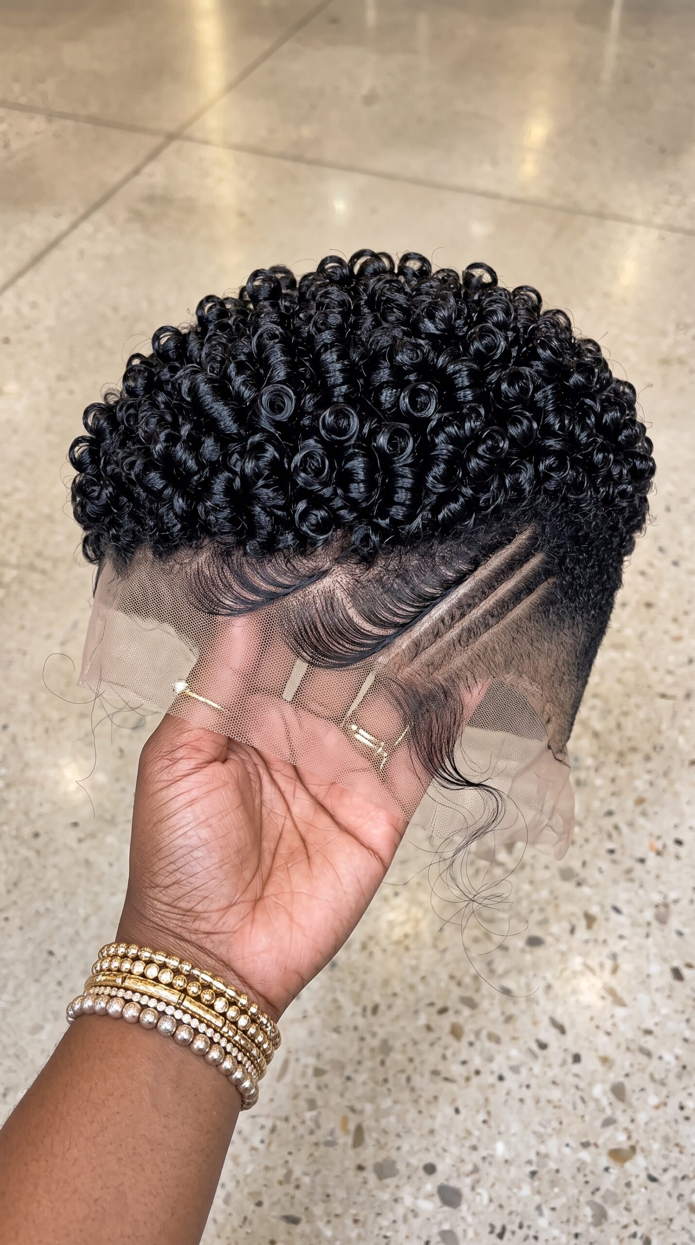 Glossy Finger Curl Pixie Wig With Sculpted Side Waves And Triple Line Detail  #real