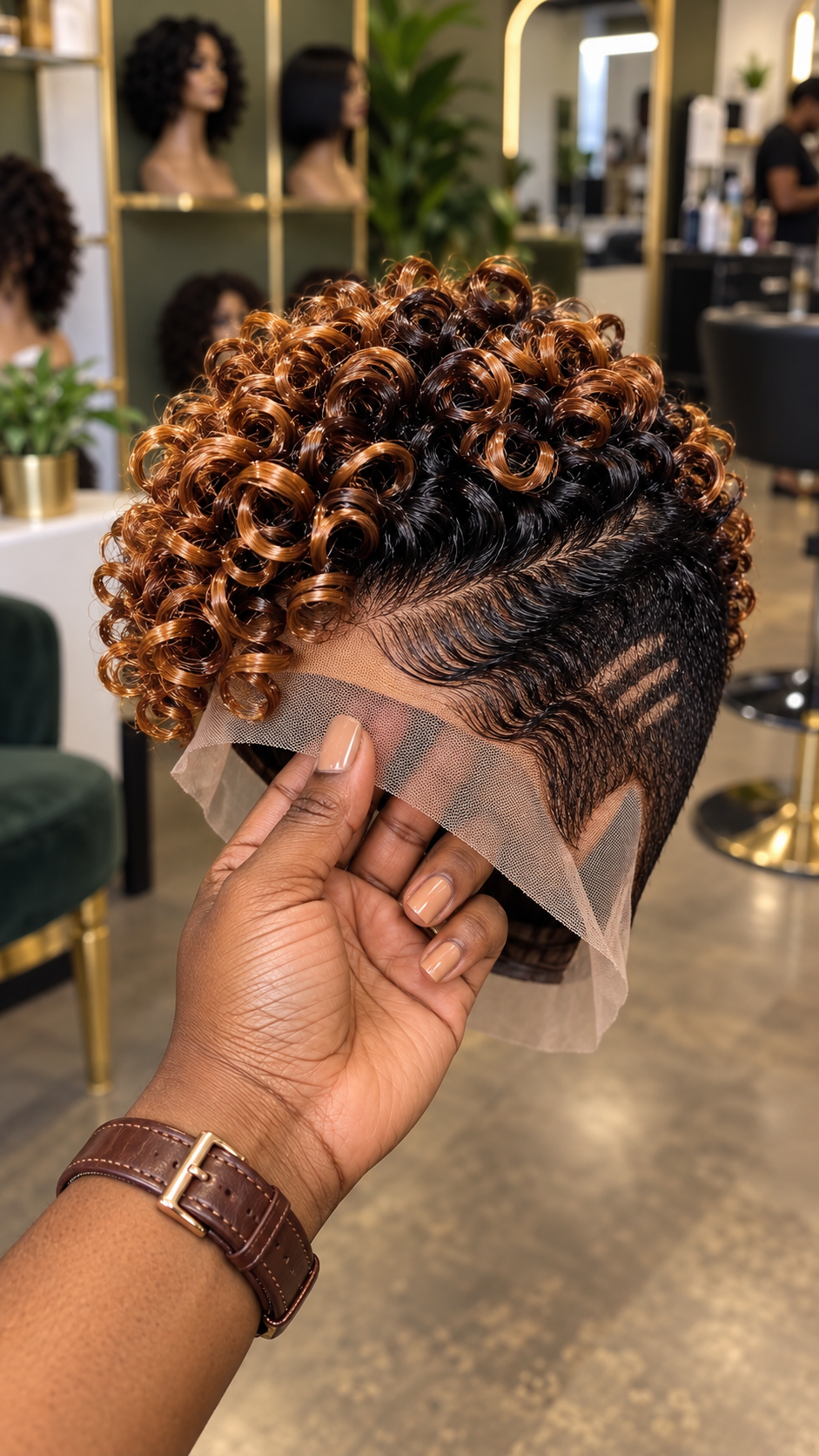 Caramel Copper Ringlet Pixie Wig With Triple Side Lines #fa Caramel Copper Ringlet Pixie Wig With Triple Side Lines #fa