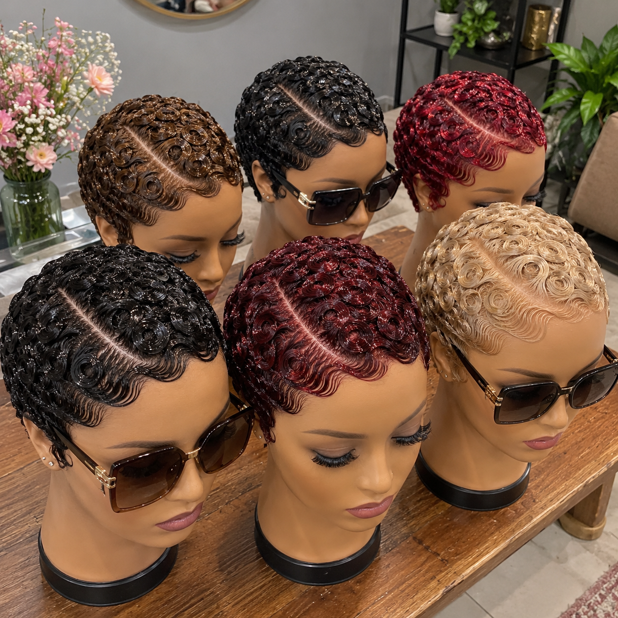 Glossy Pin Curl Pixie Wigs With Deep Diagonal Parts #haircutsforwomenn Glossy Pin Curl Pixie Wigs With Deep Diagonal Parts #haircutsforwomenn
