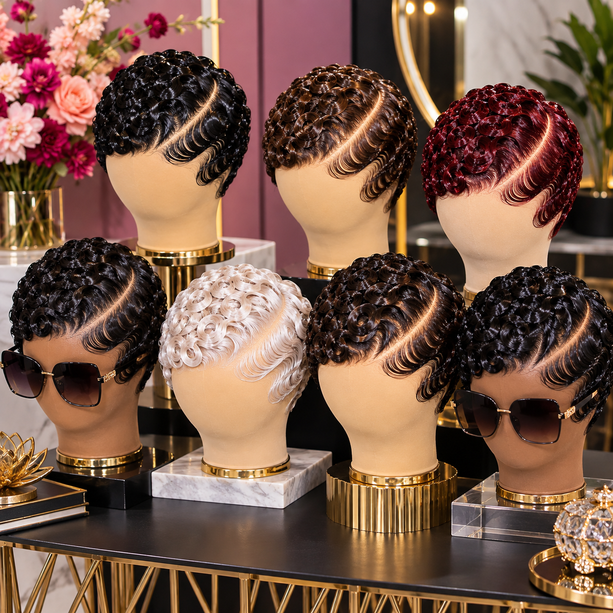 Glossy Finger Curl Pixie Wigs With Deep Side Parts And Sculpted Waves #hwb Glossy Finger Curl Pixie Wigs With Deep Side Parts And Sculpted Waves #hwb