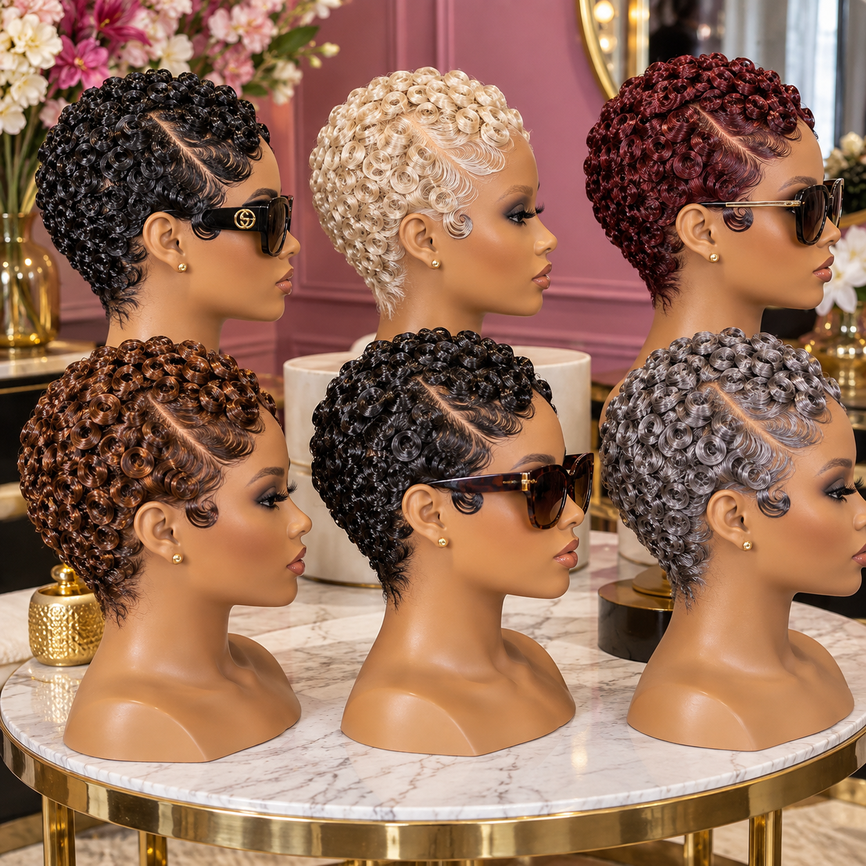 Side-Part Ringlet Pixie Wigs With Sculpted Temple Waves #the Side-Part Ringlet Pixie Wigs With Sculpted Temple Waves #the