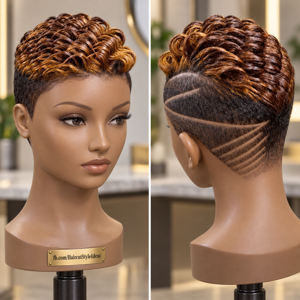 Copper Honey Pixie Wig With Sculpted Side Lines #HaircutStyleIdeas