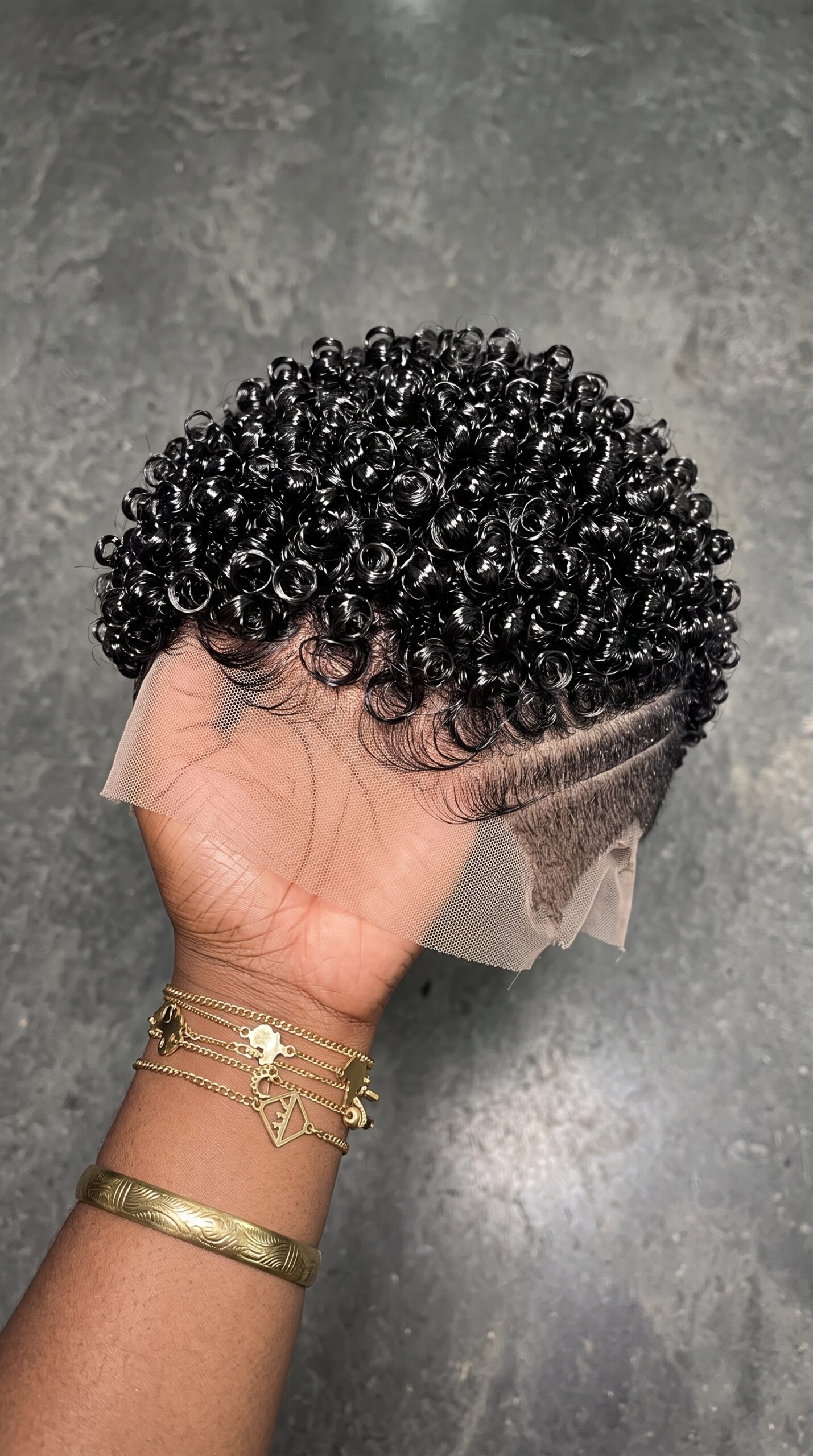 Jet Black Glossy Ringlet Pixie Wig With Double Side Lines #bwi