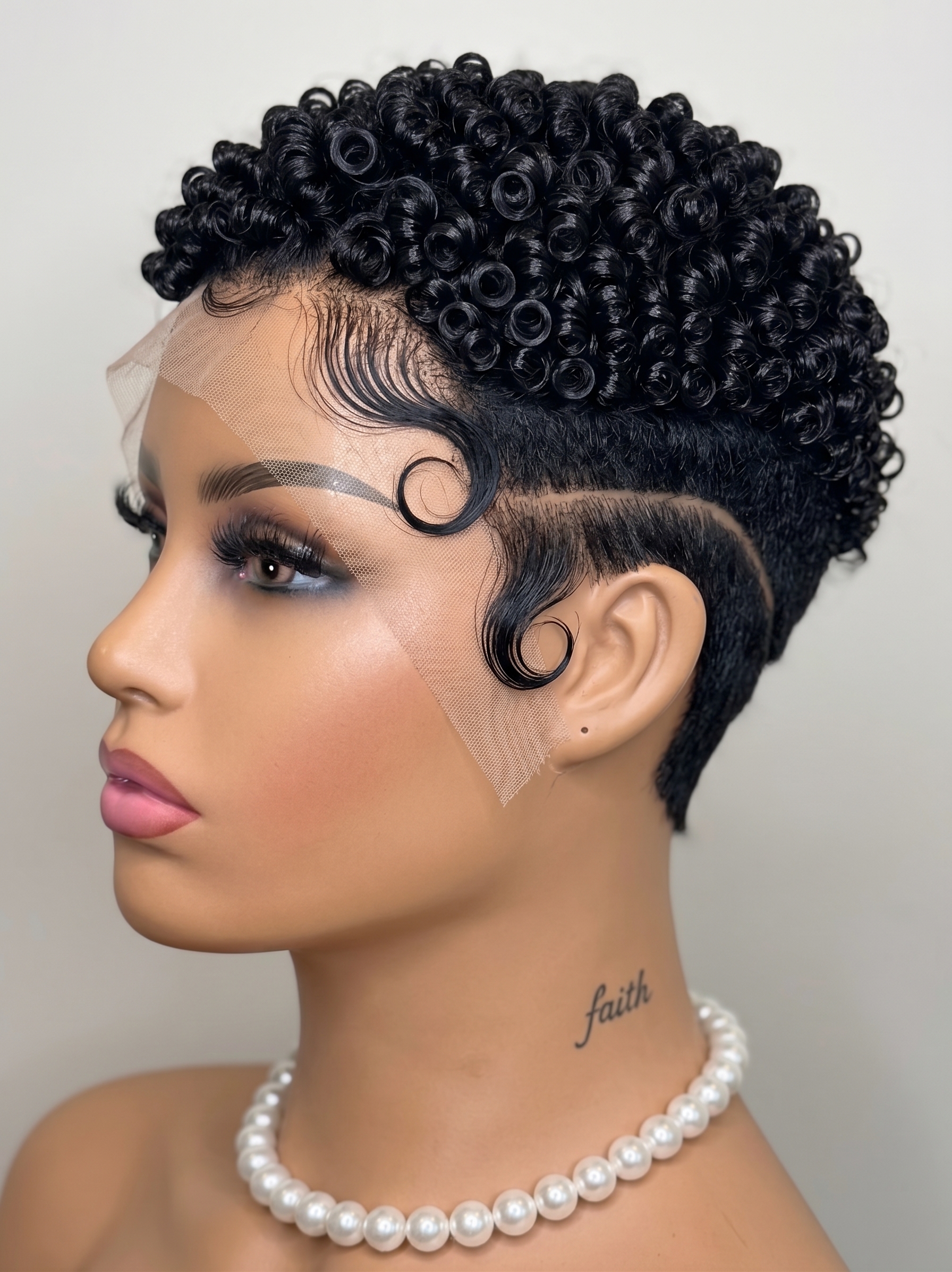 Jet Black Spiral Curl Pixie Wig With Sculpted Side Wave #bc Jet Black Spiral Curl Pixie Wig With Sculpted Side Wave #bc