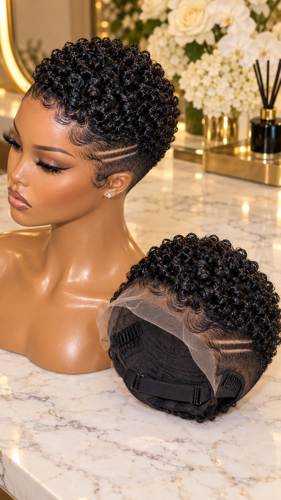 Discover This Natural Black Finger Coil Pixie Wig With Double Side Lines #hairstylesforwomeng Discover This Natural Black Finger Coil Pixie Wig With Double Side Lines #hairstylesforwomeng