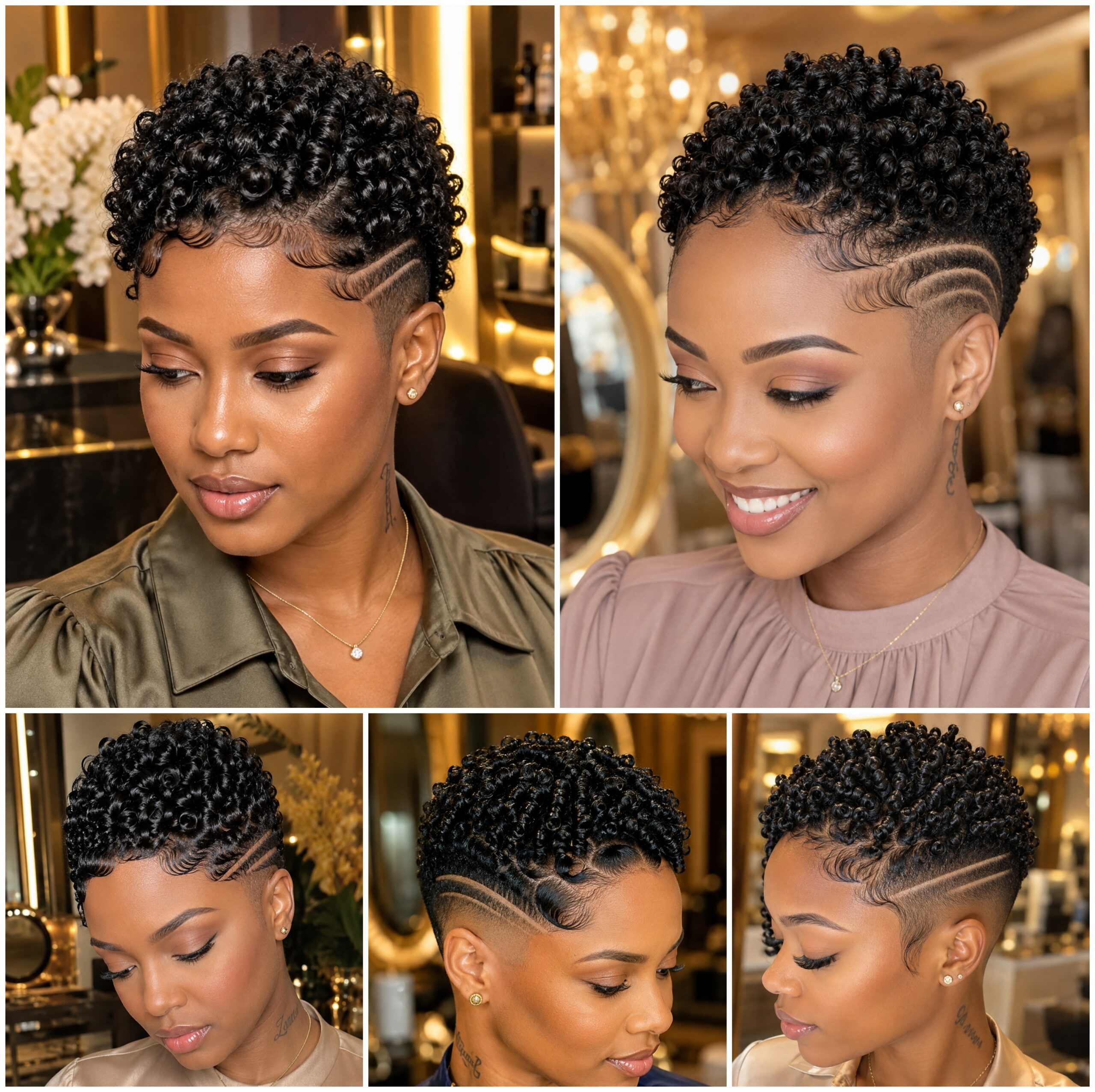 Curly Pixie Fades with Double Razor Lines Curly Pixie Fades with Double Razor Lines