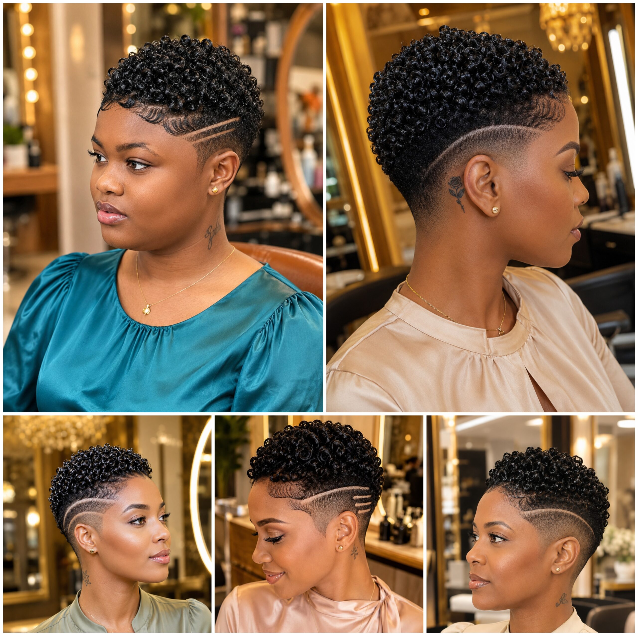 Curly Pixie Fades with Sleek Rippled Hairline Curly Pixie Fades with Sleek Rippled Hairline
