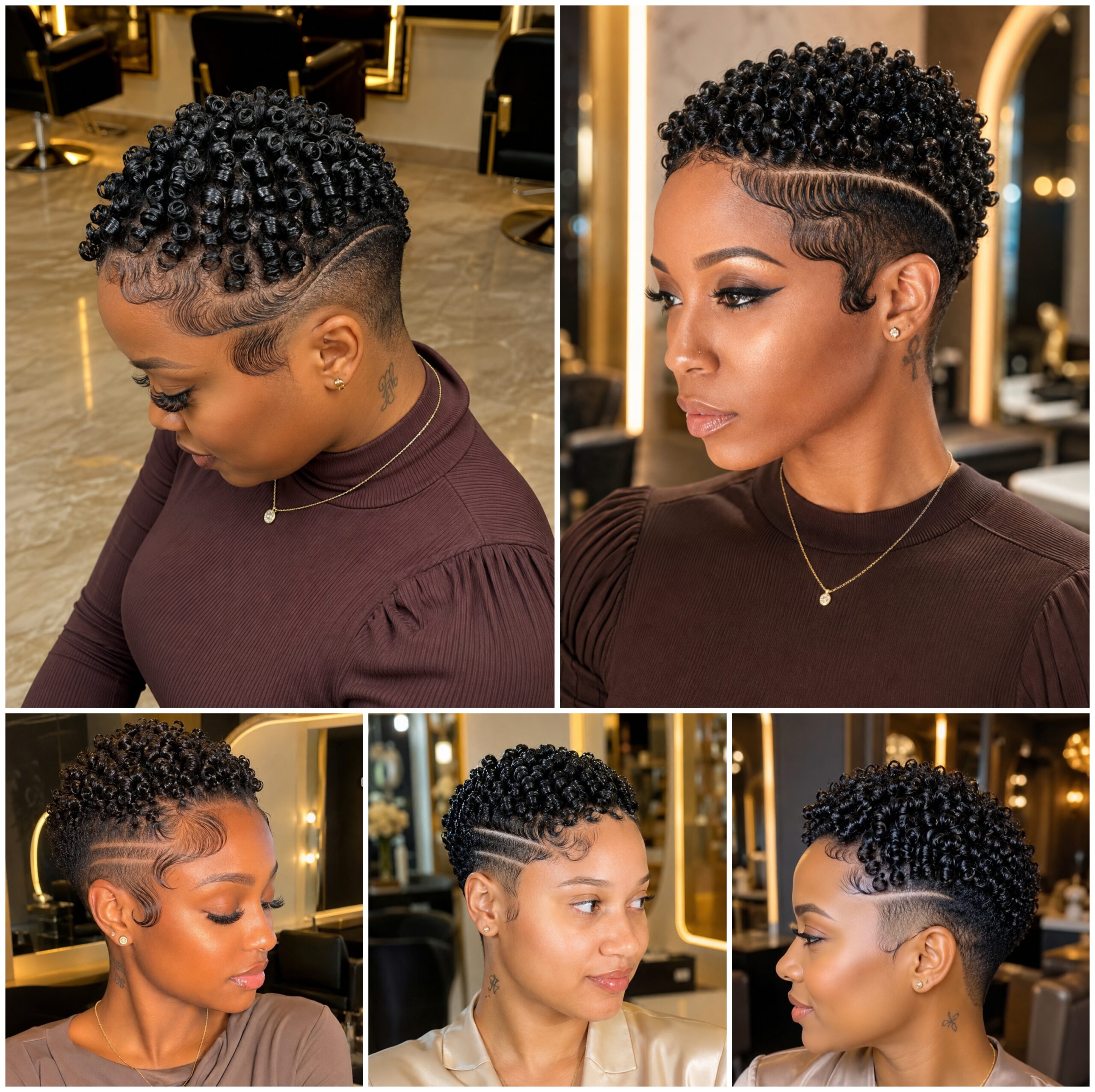 Curly Taper Pixies with Triple Shaved Lines