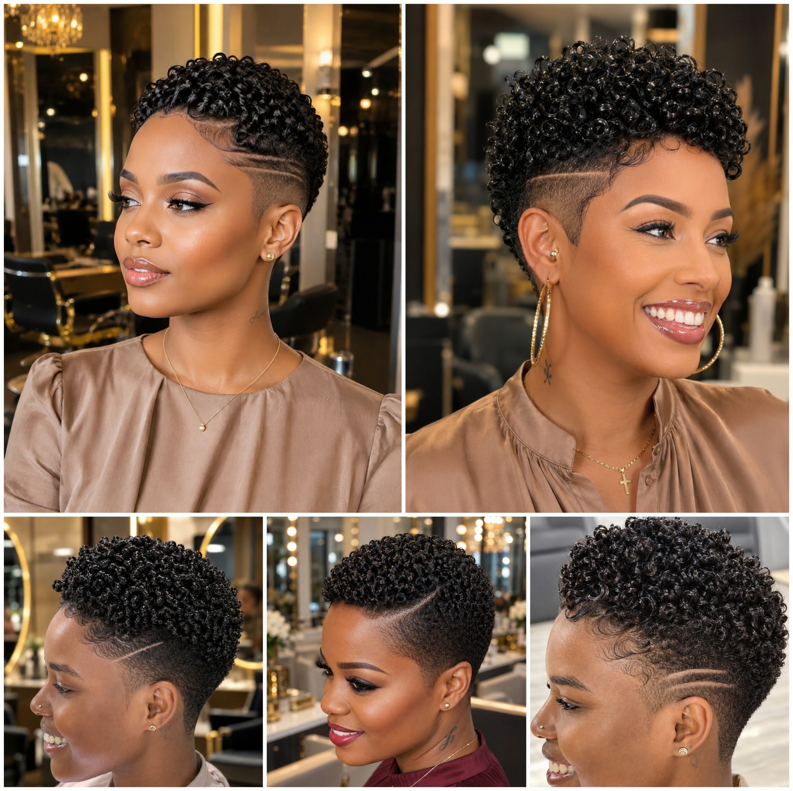Low Taper Afro Coils with Sleek Wave Front Low Taper Afro Coils with Sleek Wave Front