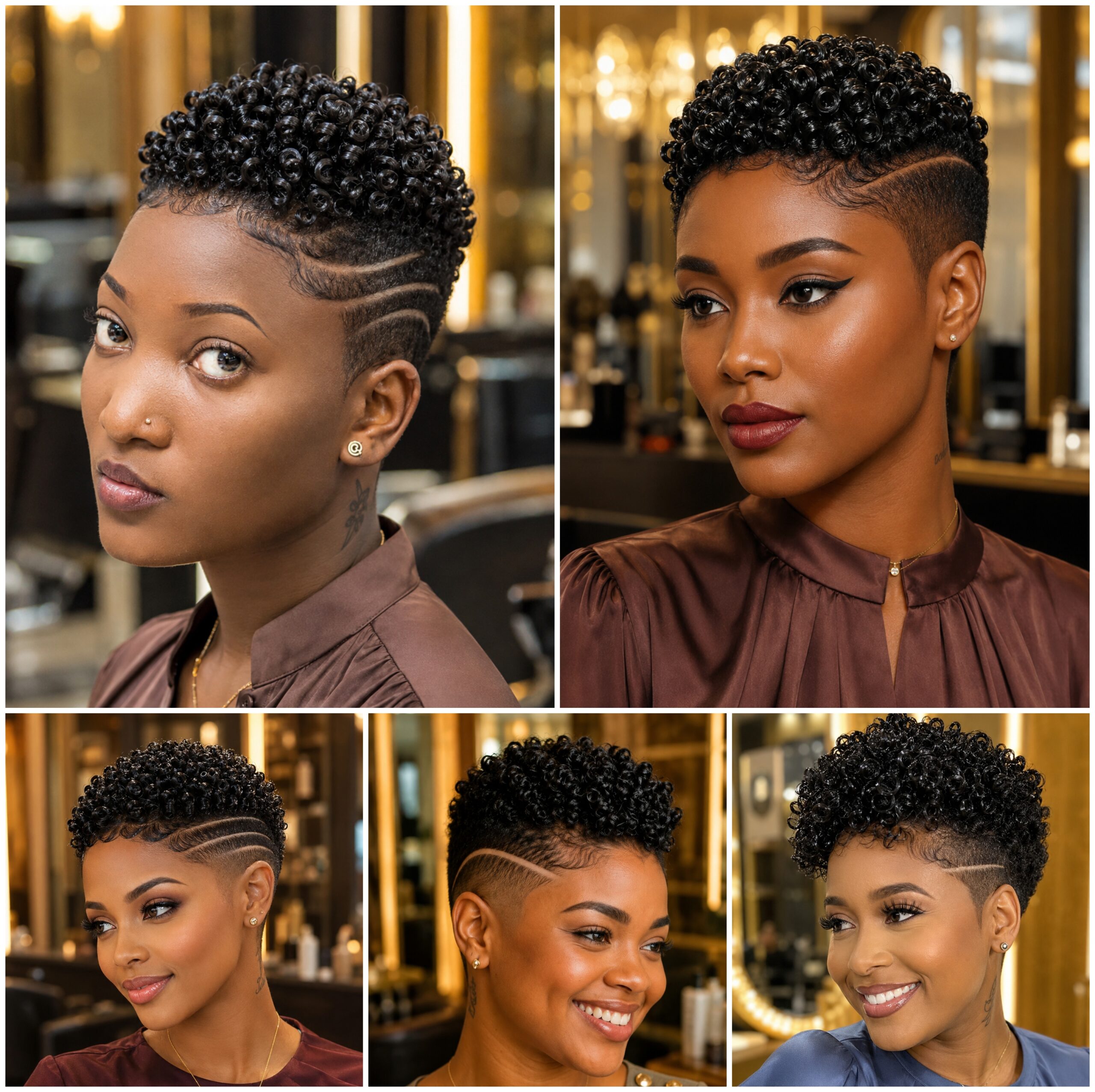 Curly Fade Pixies with Triple Side-Line Detail Curly Fade Pixies with Triple Side-Line Detail