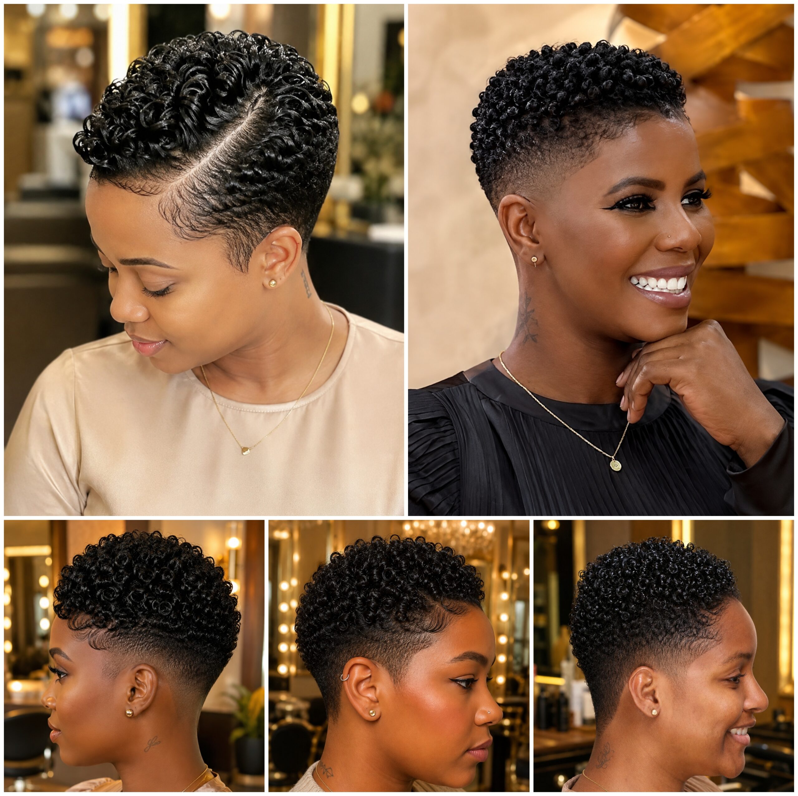 Glossy Spiral Crown Cuts with Plain Fade Sides Glossy Spiral Crown Cuts with Plain Fade Sides