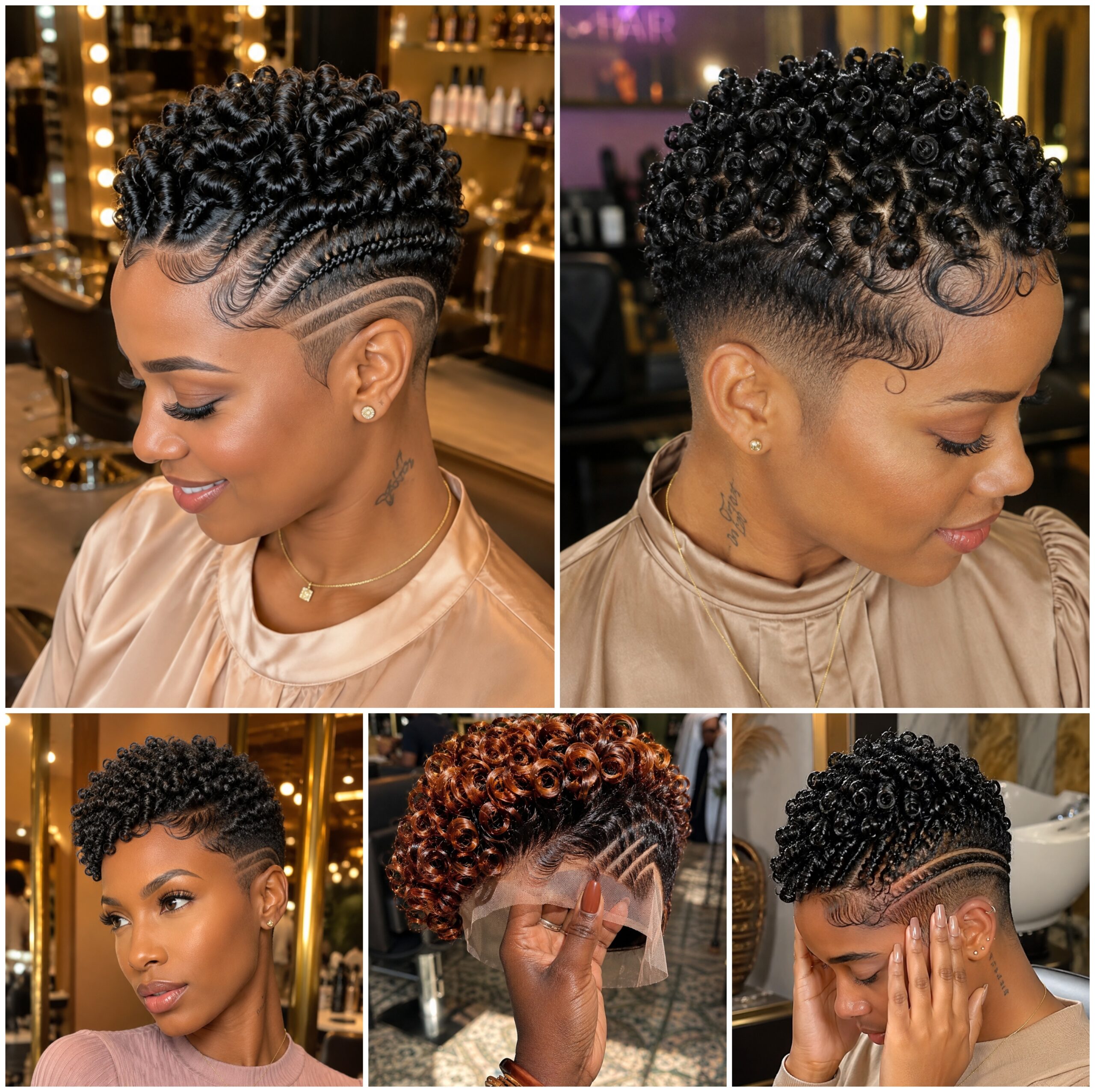 Finger Wave Fronts with Coily Fade Cuts Finger Wave Fronts with Coily Fade Cuts