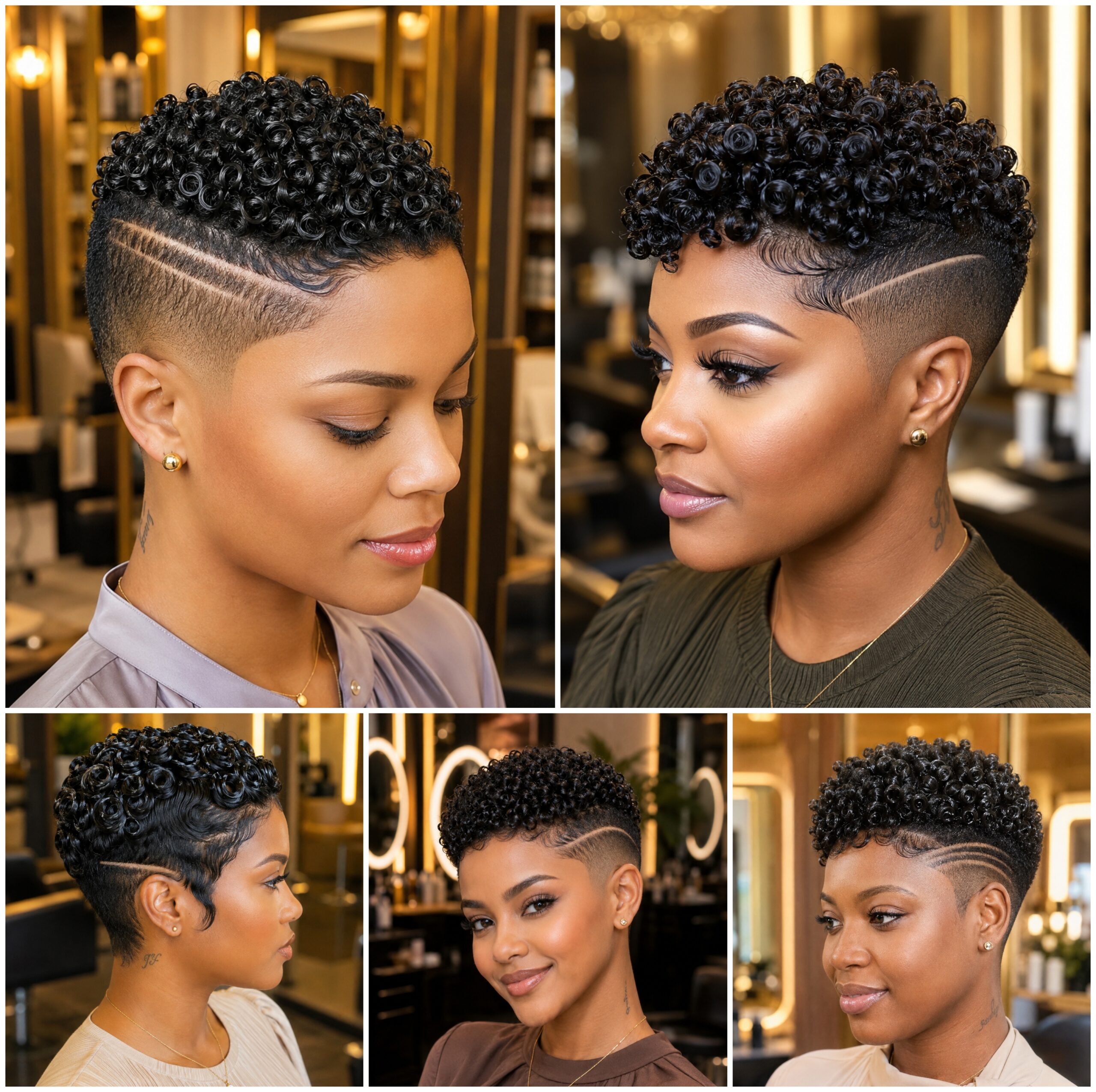 Short Spiral Afro Tapers with Razor Side Detail Short Spiral Afro Tapers with Razor Side Detail