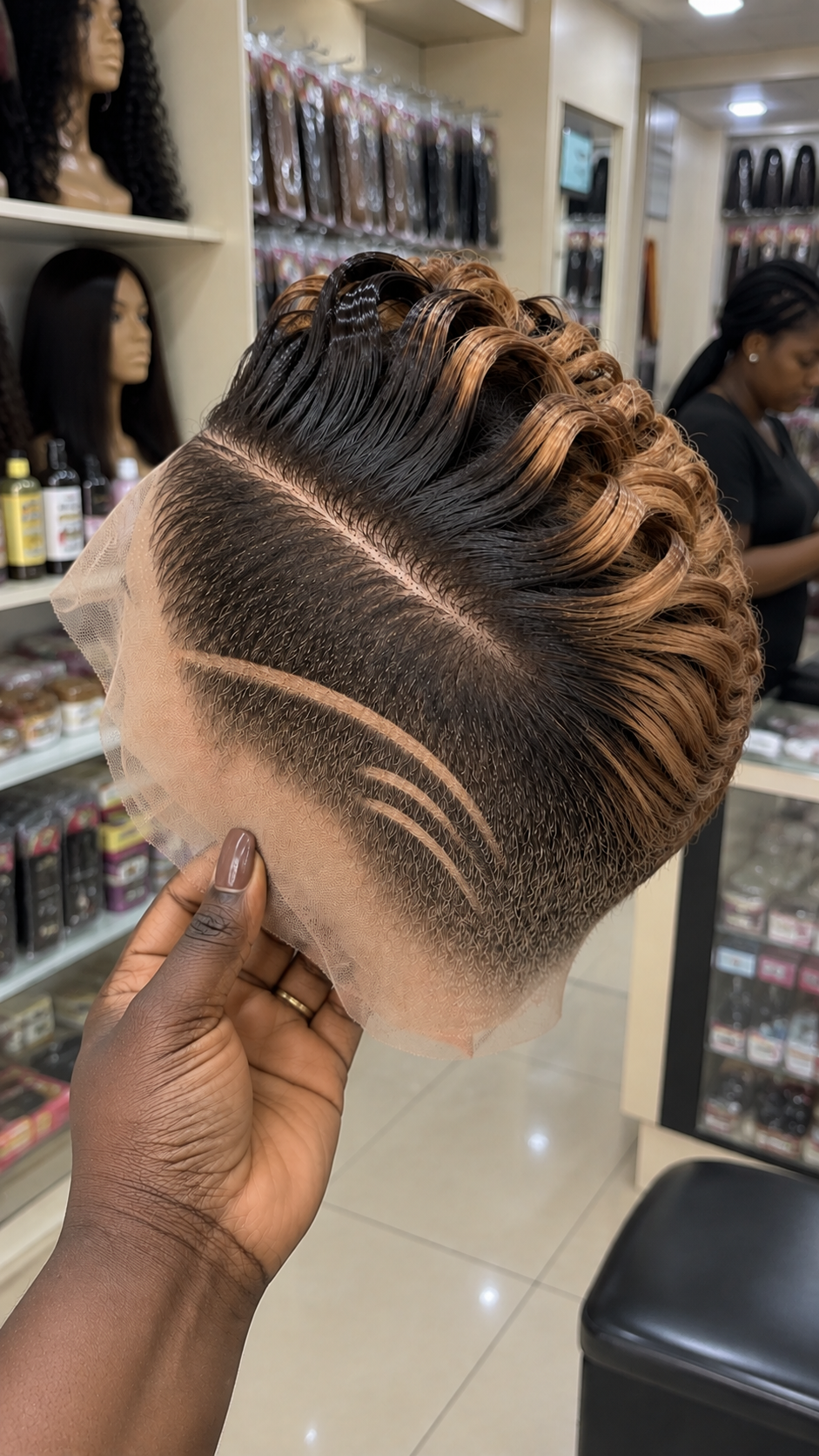 Espresso Brown Caramel Loop Pixie Wig With Double Sweeping Side Lines #bwih