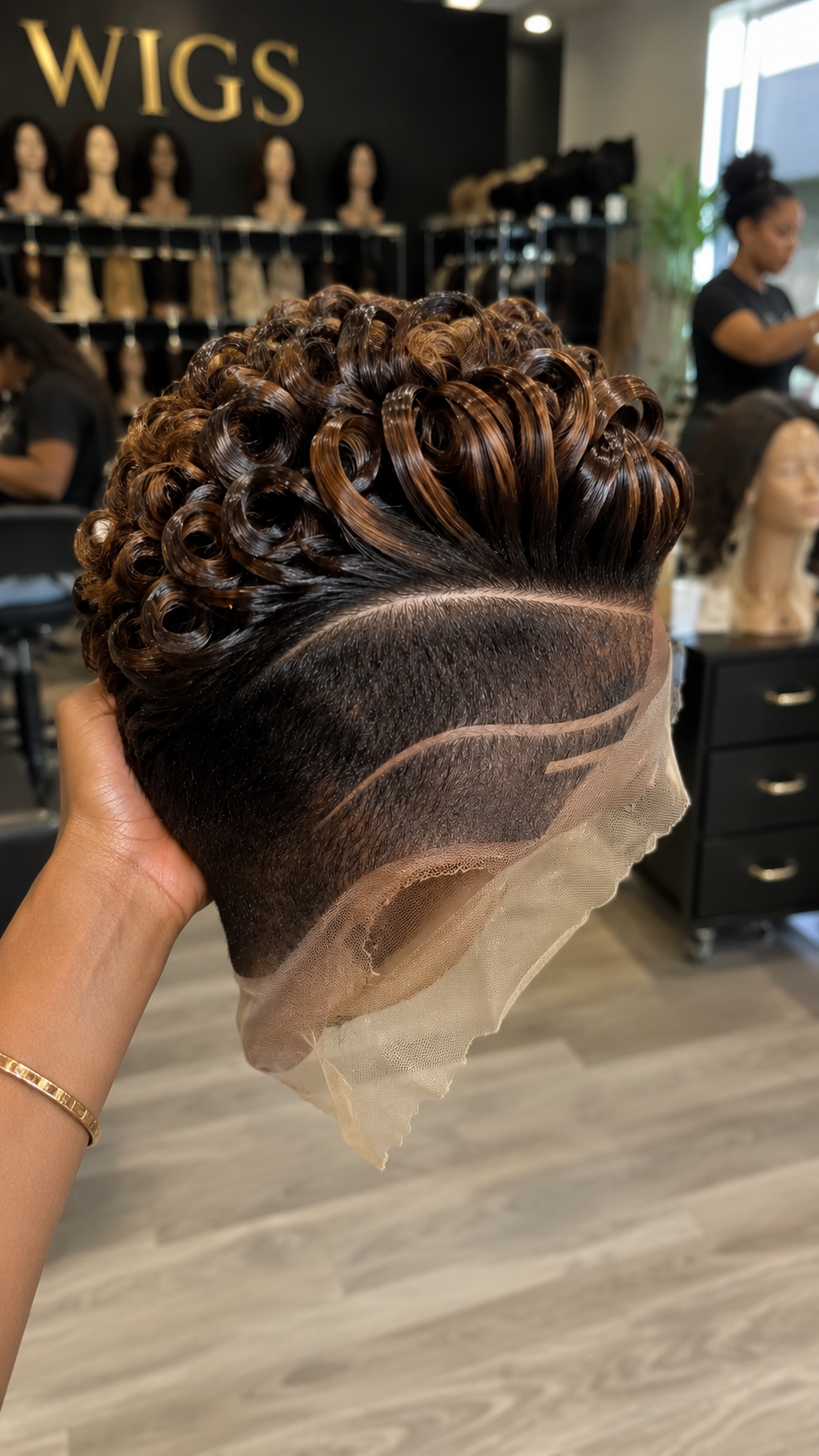 Caramel Highlight Sculpted Pixie Wig With Statement Curls #bwih Caramel Highlight Sculpted Pixie Wig With Statement Curls #bwih