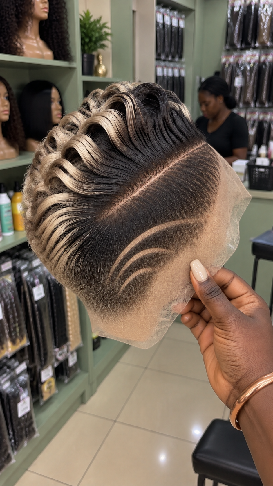 Espresso Brown Cream Blonde Loop Pixie Wig With Triple Curved Side Lines #yfr Espresso Brown Cream Blonde Loop Pixie Wig With Triple Curved Side Lines #yfr