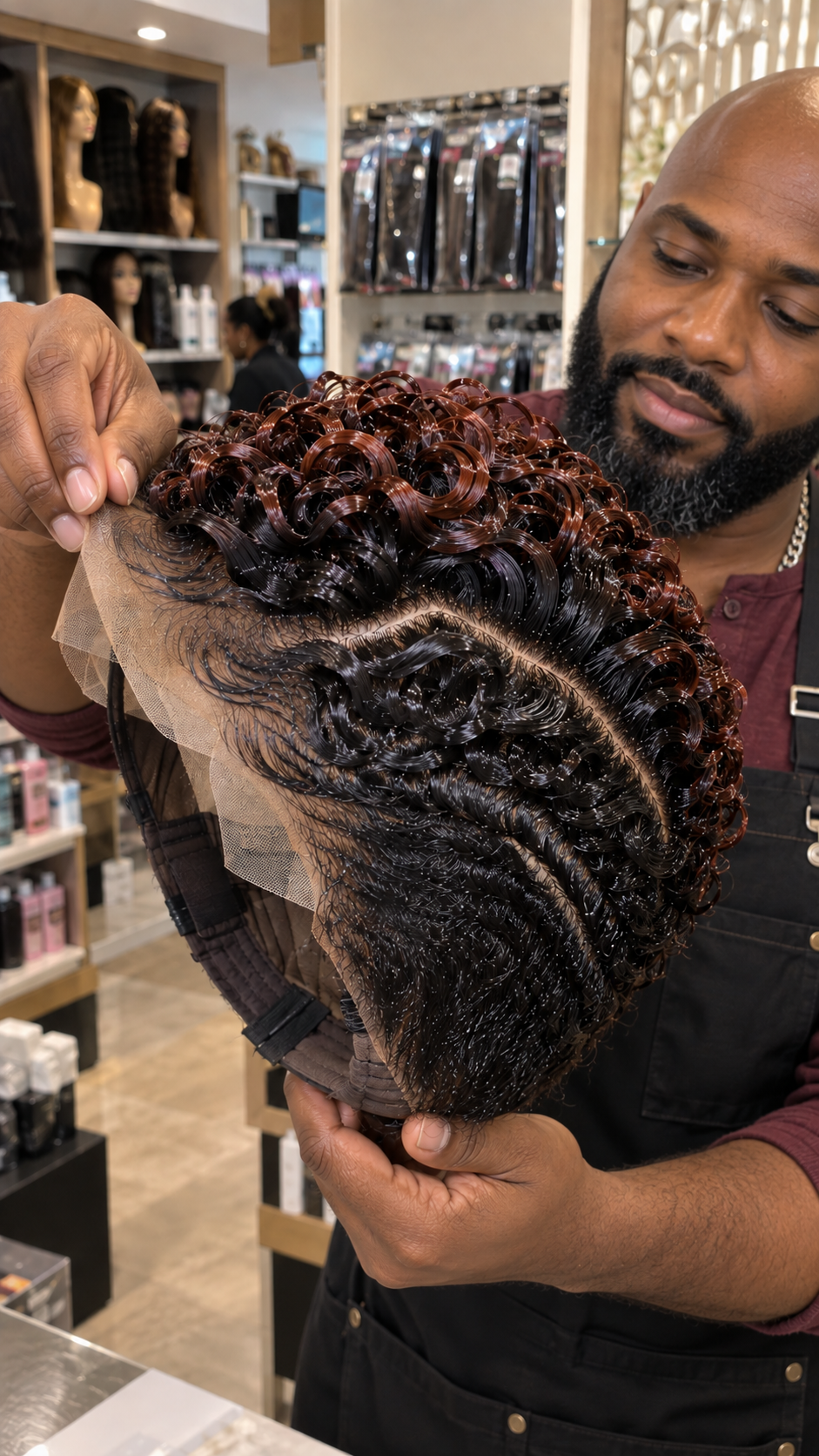 Espresso Brown Spiral Pixie Wig With Burgundy Highlights and Sculpted Side Curls #bwih Espresso Brown Spiral Pixie Wig With Burgundy Highlights and Sculpted Side Curls #bwih