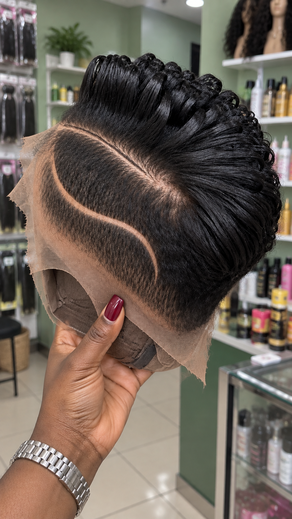 Jet Black Swept Curl Pixie With Double Curved Side Lines #bwih Jet Black Swept Curl Pixie With Double Curved Side Lines #bwih