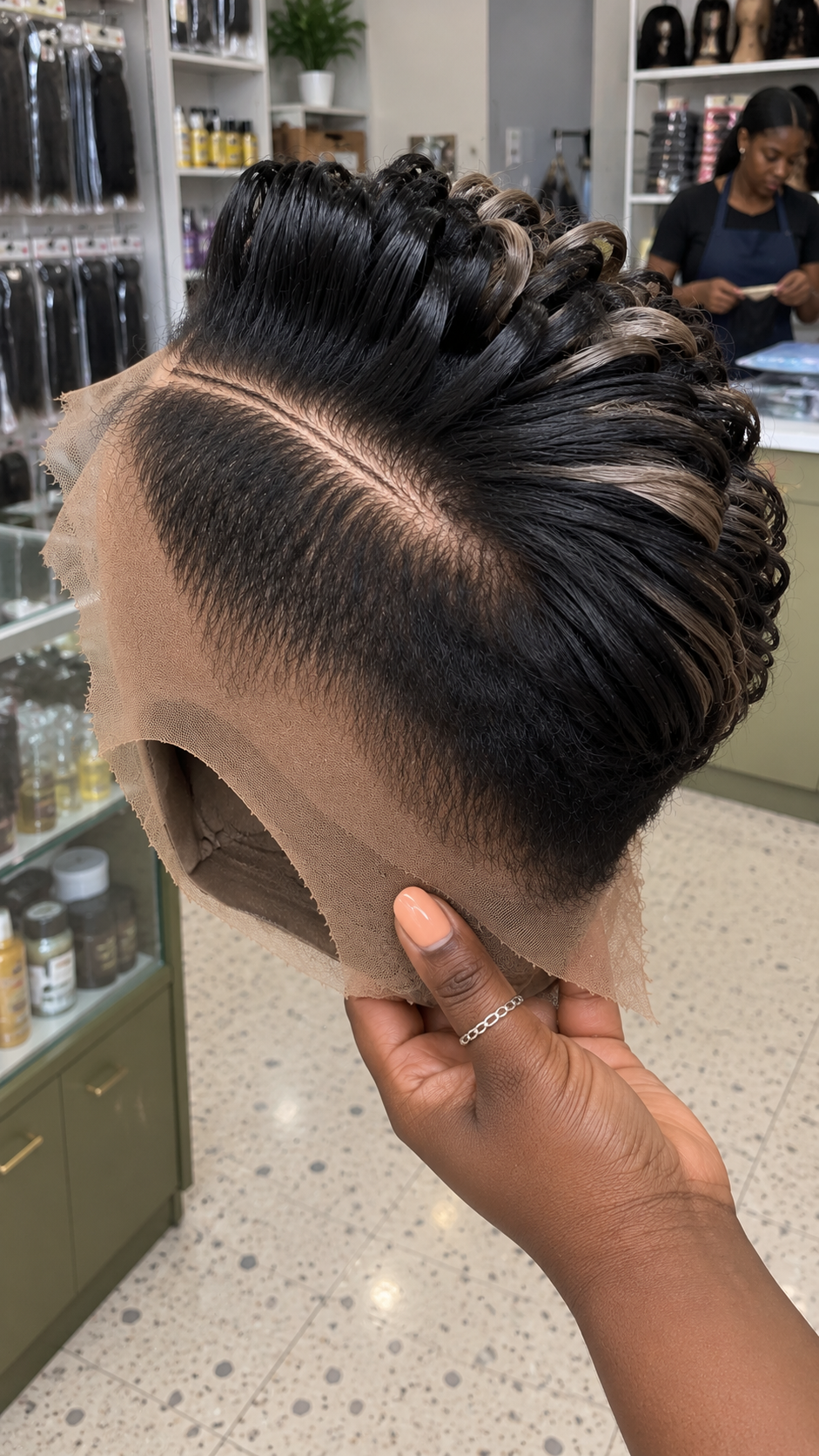 Black Pixie Wig With Ash Blonde Highlights and Sculpted Side Part #brh Black Pixie Wig With Ash Blonde Highlights and Sculpted Side Part #brh