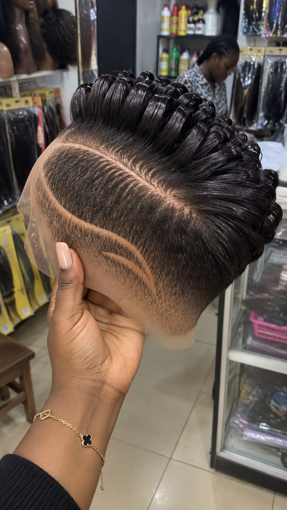 Jet Black Loop Pixie Wig With Double Curved Side Lines #fah Jet Black Loop Pixie Wig With Double Curved Side Lines #fah