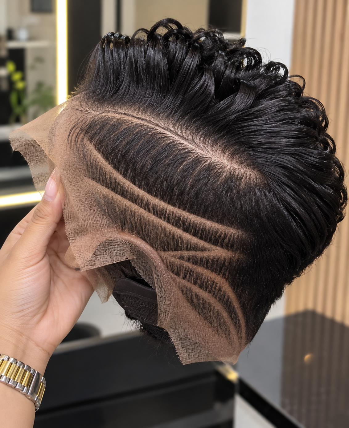 Jet Black Swept Loop Pixie Wig With Triple Curved Side Lines #ssh Jet Black Swept Loop Pixie Wig With Triple Curved Side Lines #ssh