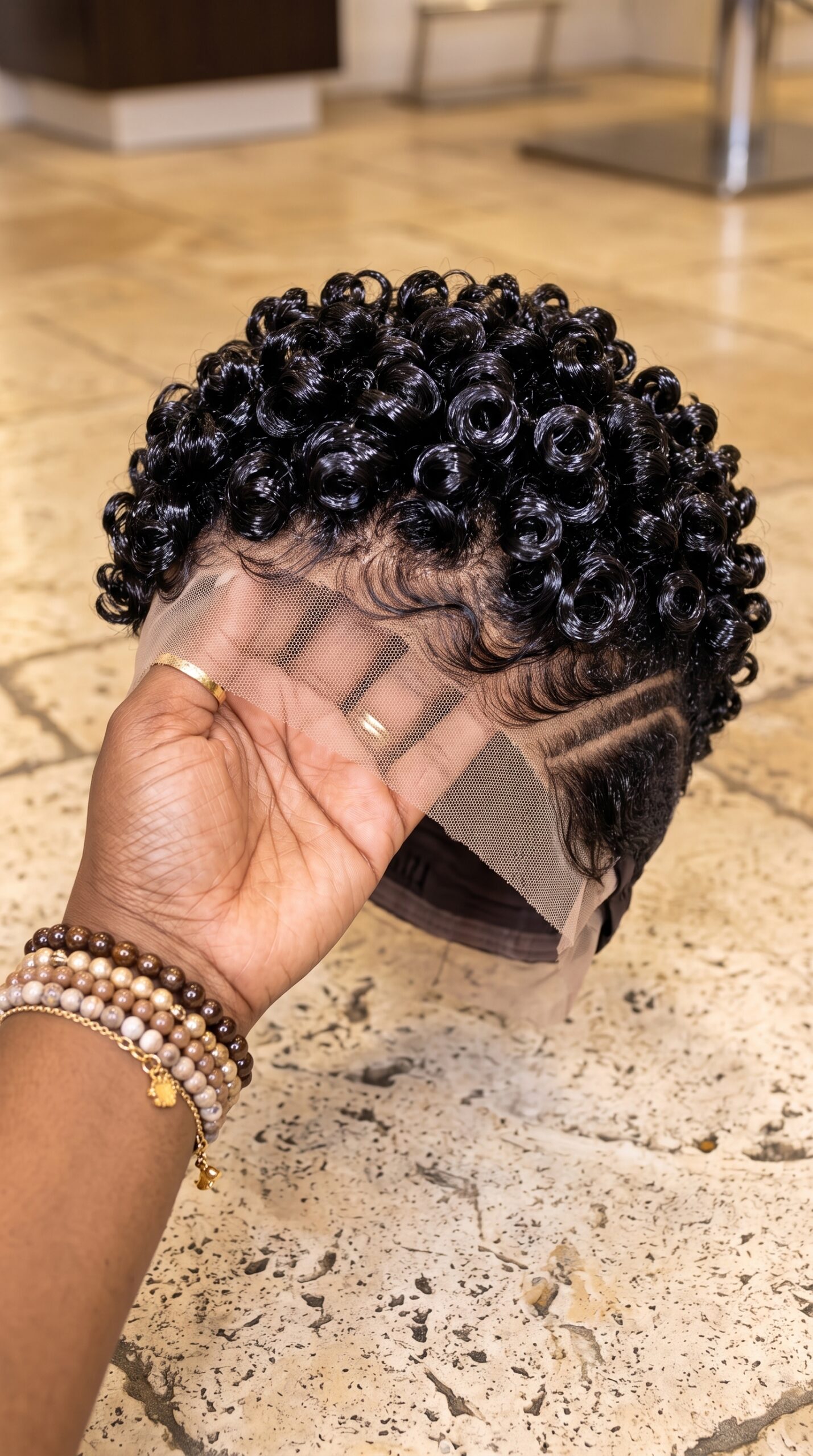 Jet Black Ringlet Pixie Lace Wig With Double Side Lines #stay