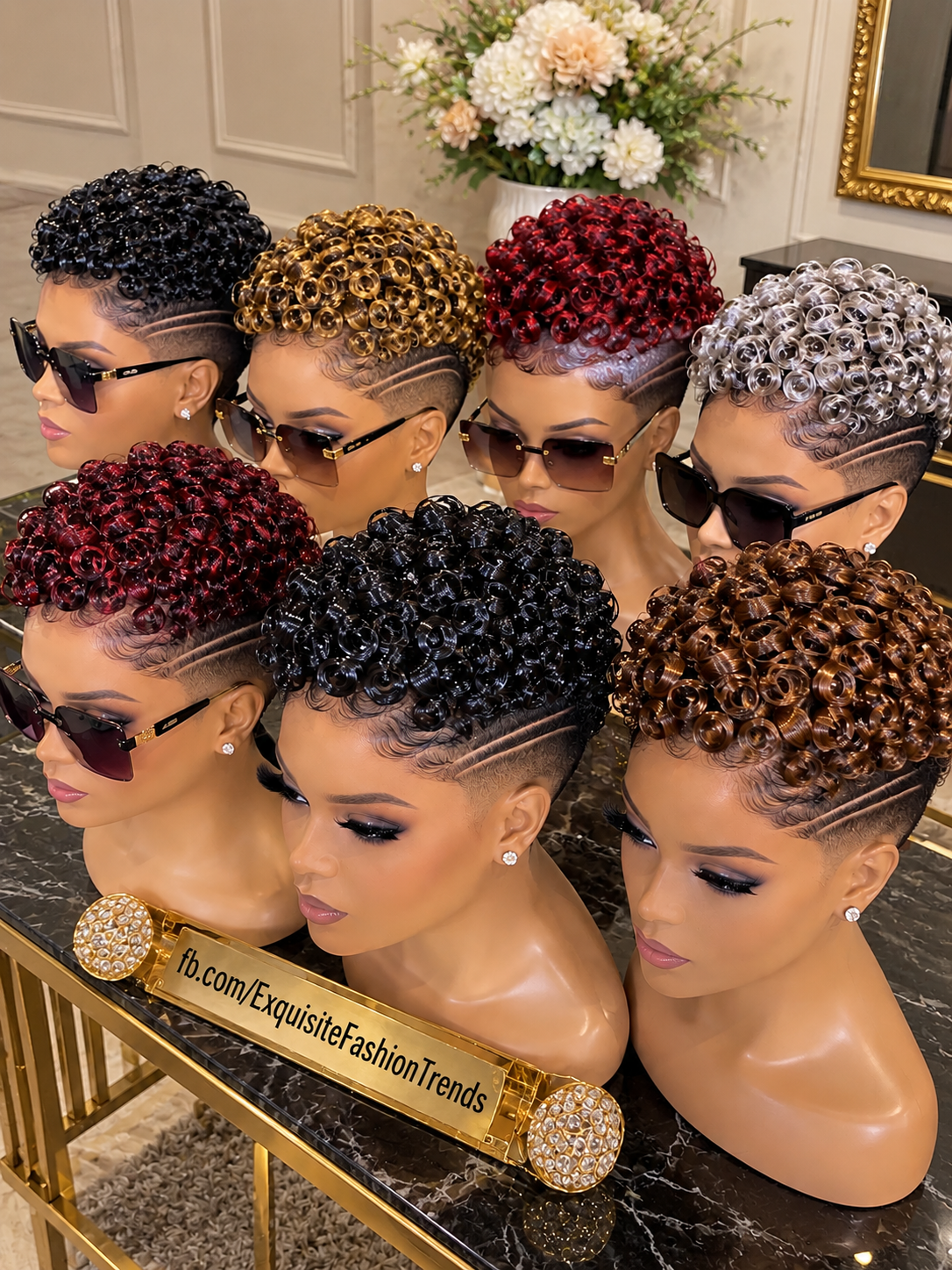 Glossy Ring Curl Pixie Wigs With Triple Side Lines in Rich Salon Colors #eft Glossy Ring Curl Pixie Wigs With Triple Side Lines in Rich Salon Colors #eft