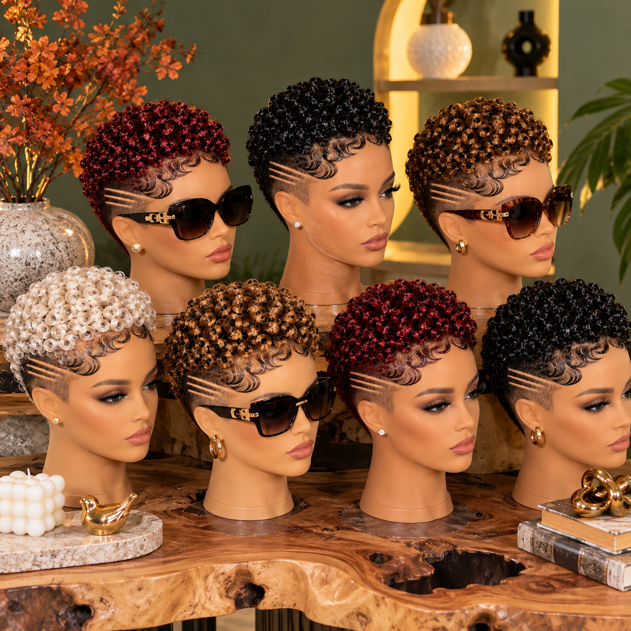 Finger Coil Pixie Wig Collection With Triple Side Lines #bb Finger Coil Pixie Wig Collection With Triple Side Lines #bb