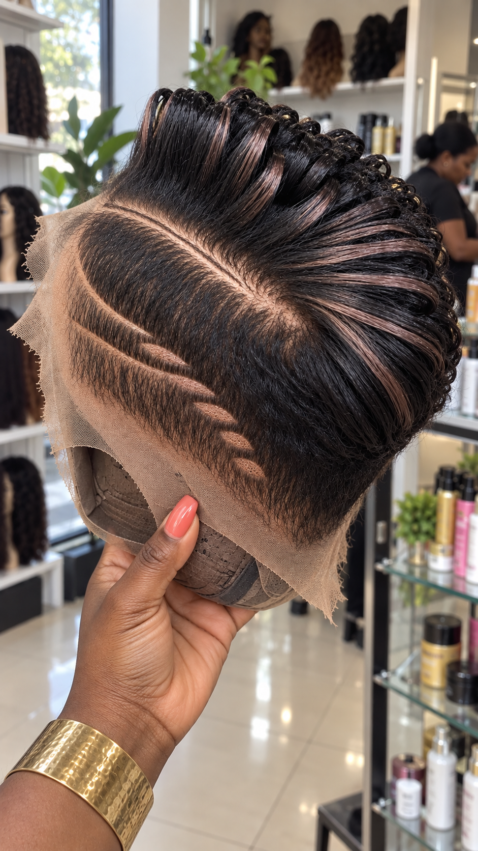 Espresso Black Loop Pixie Wig With Rose Brown Highlights #fah Espresso Black Loop Pixie Wig With Rose Brown Highlights #fah