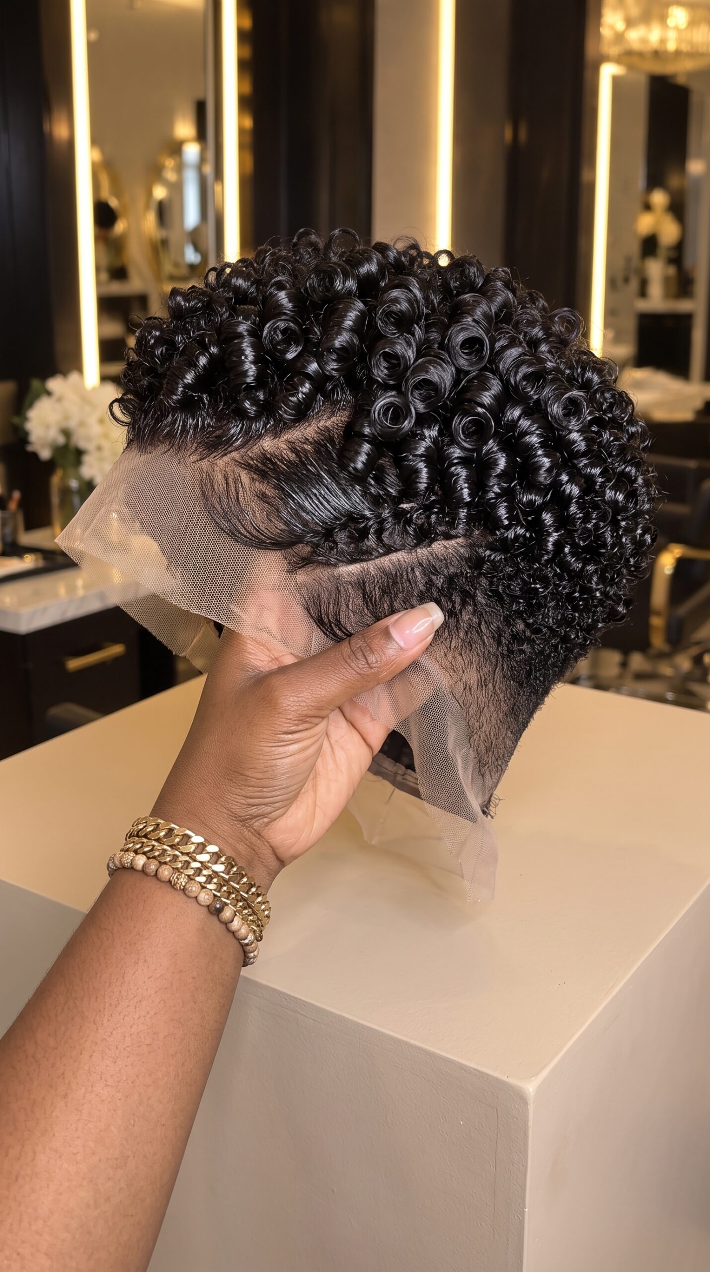 Jet Black Ringlet Pixie Lace Wig With Sculpted Side Waves #stay