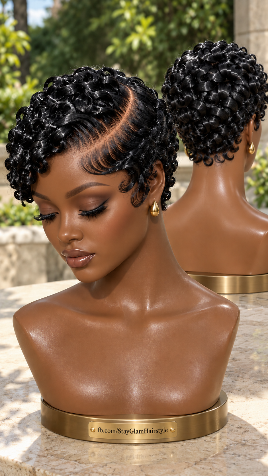 Glossy Black Finger Curl Pixie Wig With Deep Side Part #stay