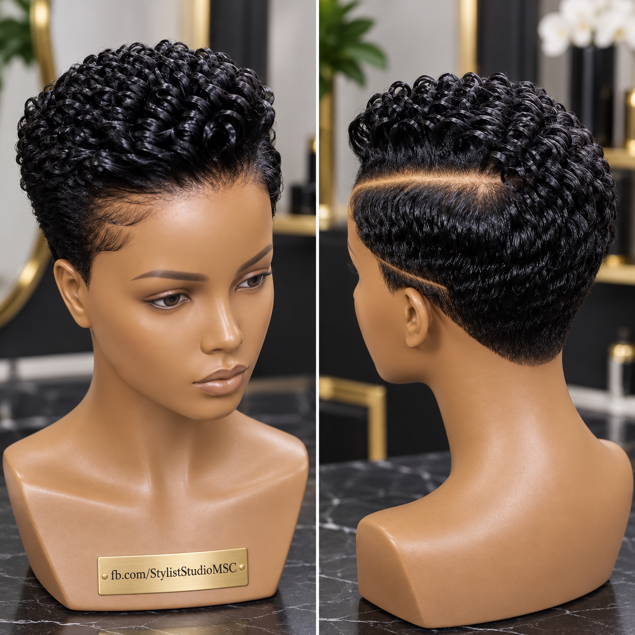 Glossy Black Ringlet Pixie Wig With Double Side Parting #ss Glossy Black Ringlet Pixie Wig With Double Side Parting #ss