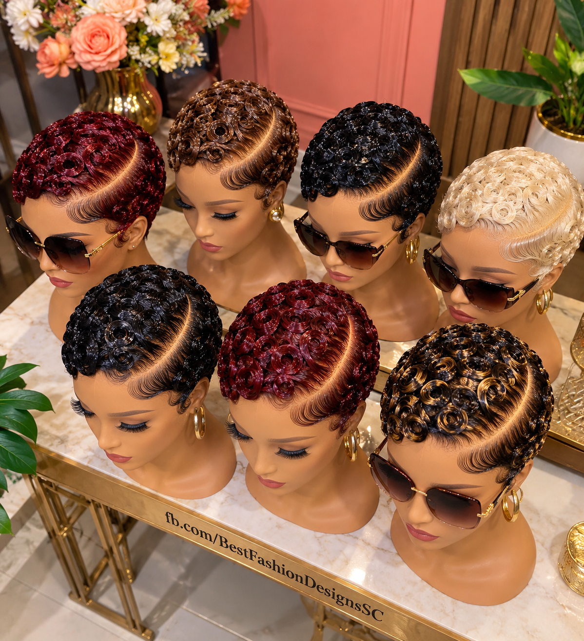 Glossy Finger Curl Pixie Wigs With Deep Side Parts in Six Rich Colors #best