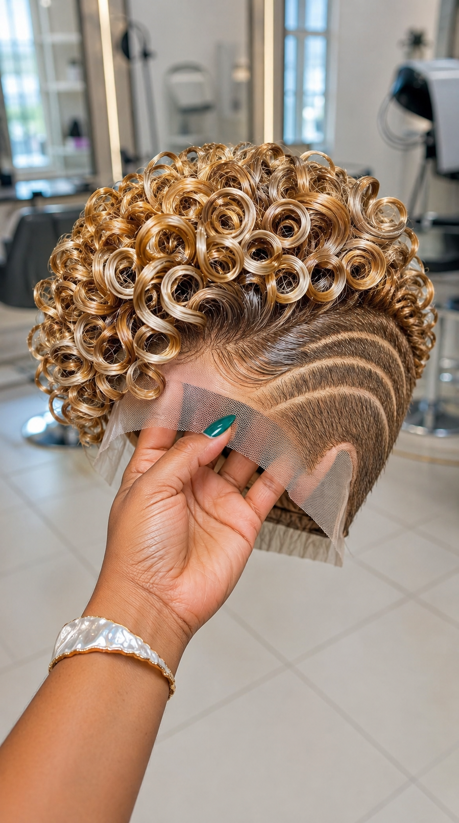 Golden Honey Ring Curl Pixie Wig With Sculpted Side Waves and Double Curve Lines #apd Golden Honey Ring Curl Pixie Wig With Sculpted Side Waves and Double Curve Lines #apd