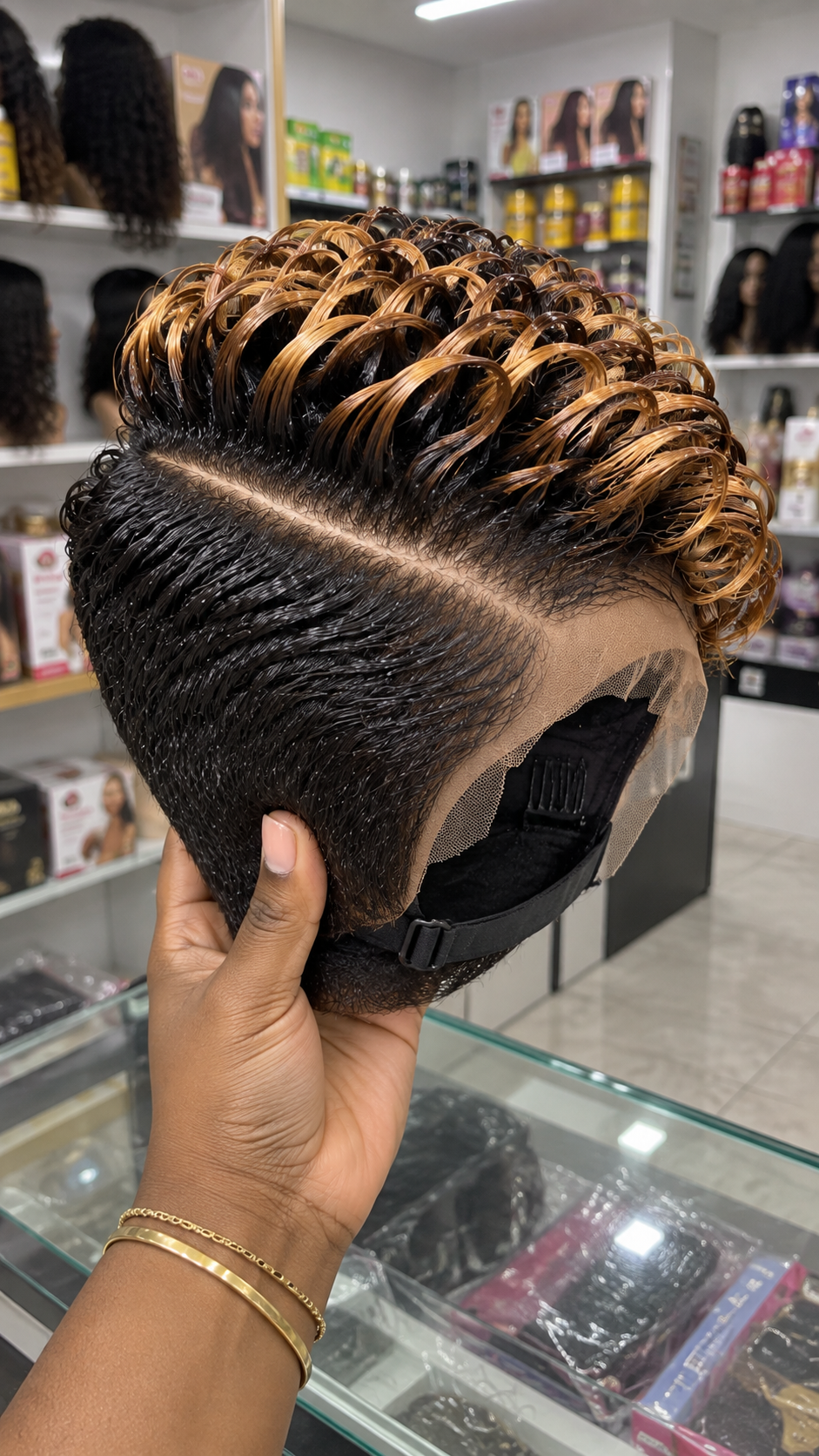 Honey Blonde Loop Curl Pixie Wig With a Sweeping Side Part #ssr Honey Blonde Loop Curl Pixie Wig With a Sweeping Side Part #ssr