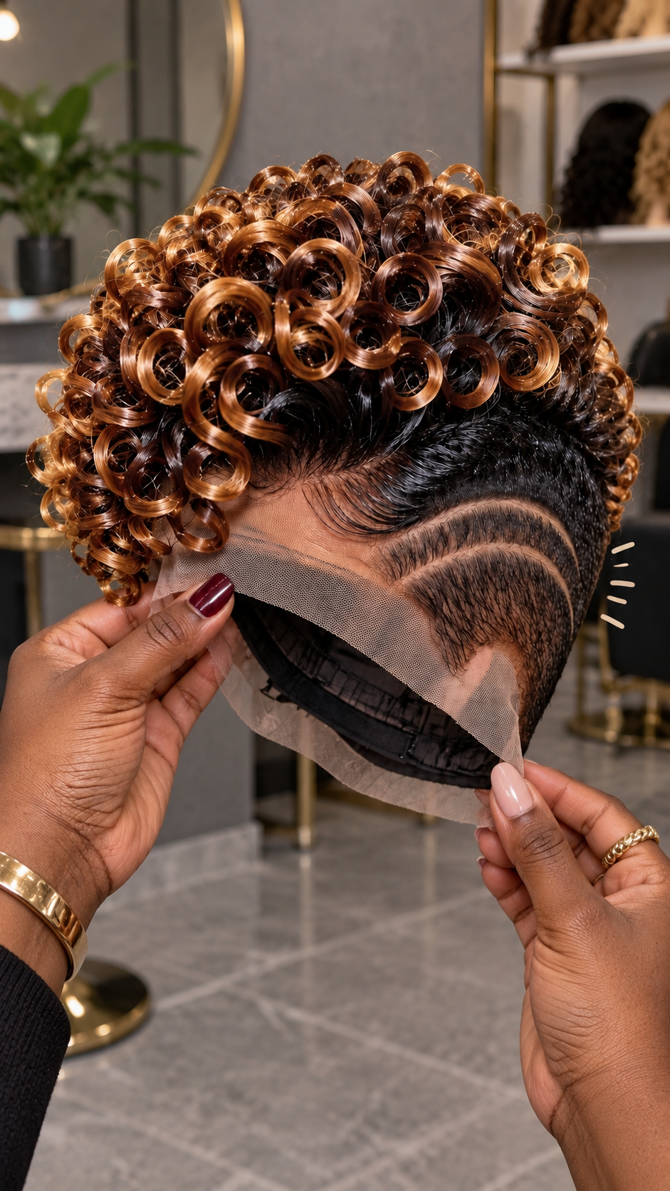 Honey Caramel Ringlet Pixie Wig With Sculpted Double Side Curves #aft Honey Caramel Ringlet Pixie Wig With Sculpted Double Side Curves #aft