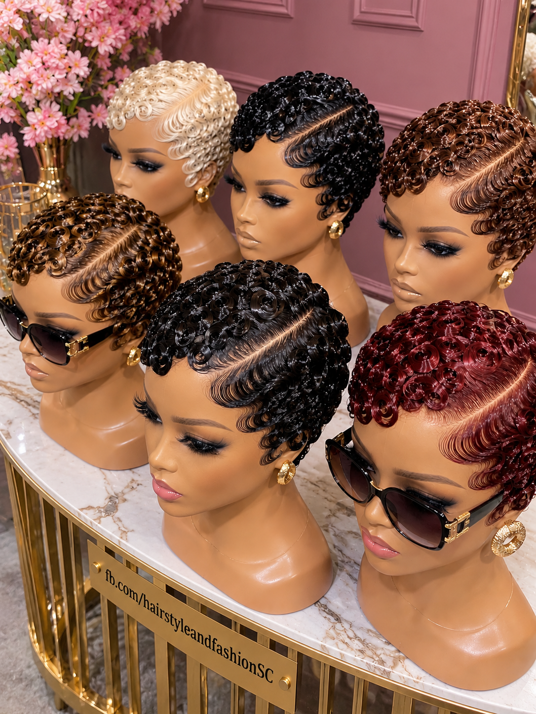 Finger Curl Pixie Wigs With Deep Side Parts and Glossy Waves #fa Finger Curl Pixie Wigs With Deep Side Parts and Glossy Waves #fa