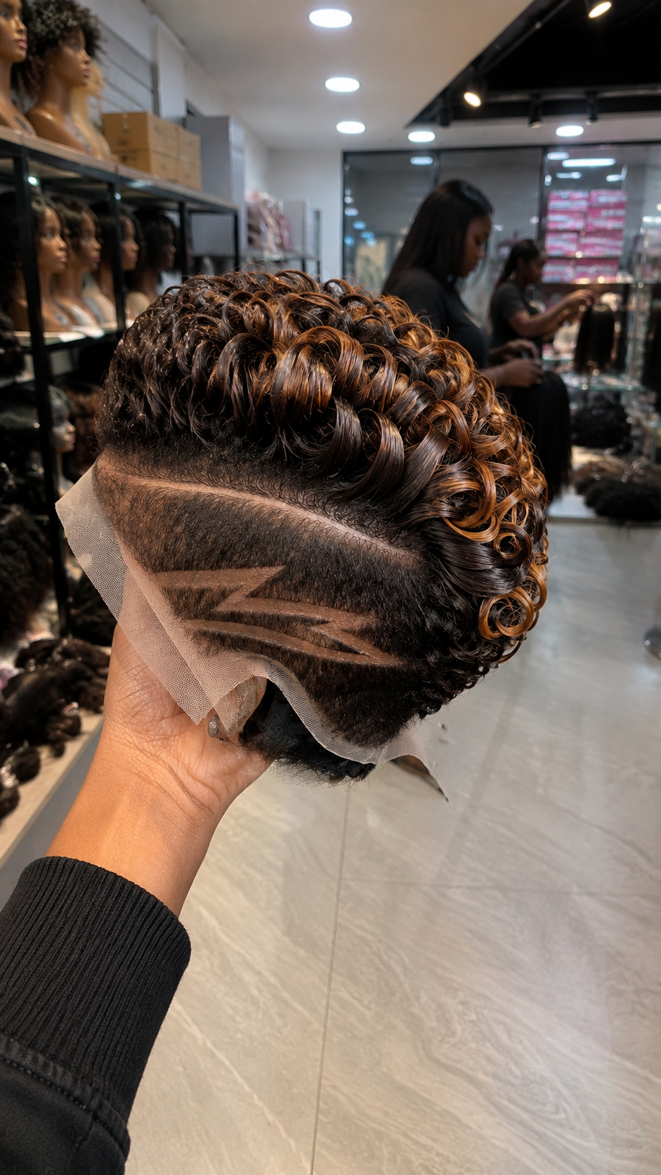 Caramel Brown Curly Pixie Wig With Sculpted Side Detail #fah Caramel Brown Curly Pixie Wig With Sculpted Side Detail #fah