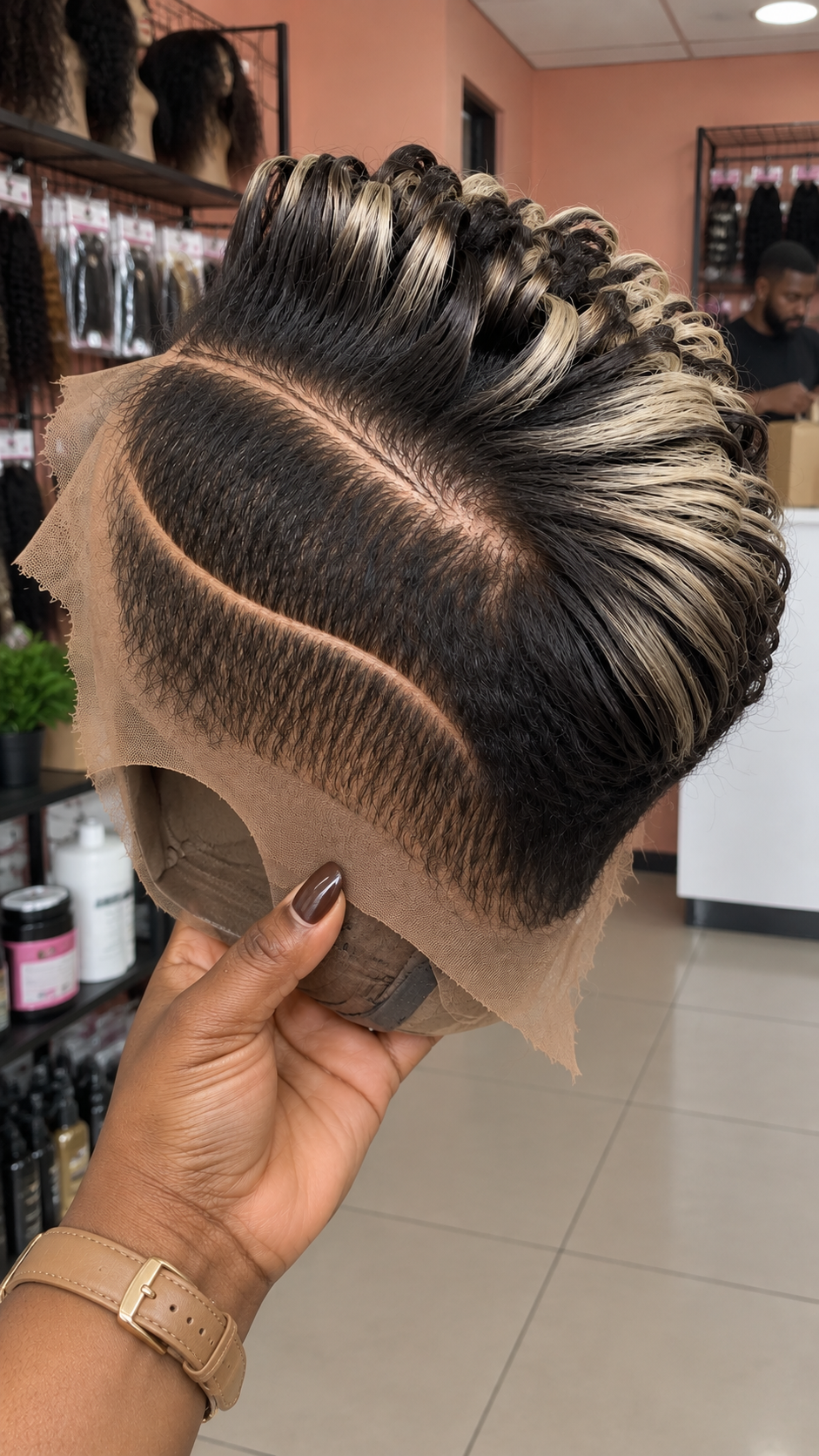 Black and Icy Blonde Pixie Wig With Swept Crown and Double Curved Side Lines #stayh Black and Icy Blonde Pixie Wig With Swept Crown and Double Curved Side Lines #stayh