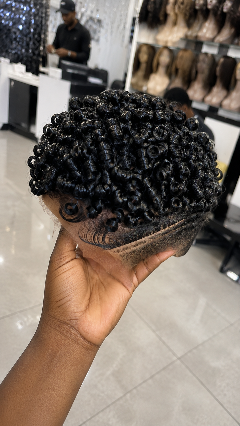 A Single Slanted Razor Part Line Balances The High Spring Density Of A Jet Black Pixie Wig #stayh