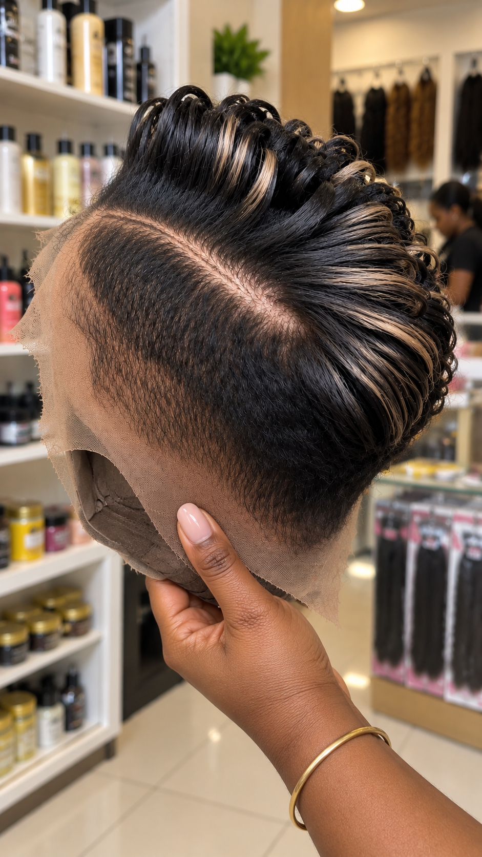 Inside the Black and Champagne Sculpted Pixie Wig With a Swept Crown #ssh Inside the Black and Champagne Sculpted Pixie Wig With a Swept Crown #ssh